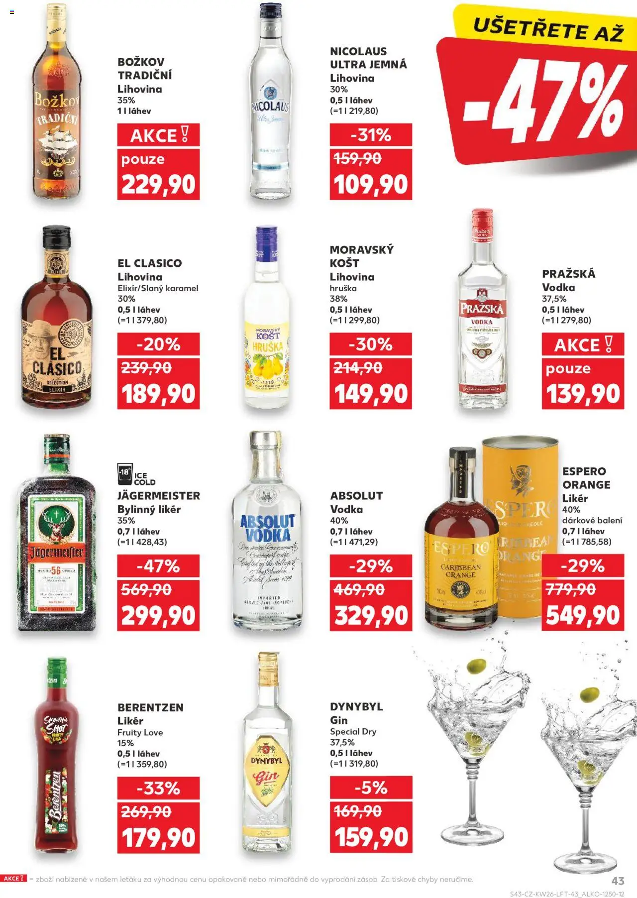 Kaufland leták od 25.06.2025 | Strana: 43 | Produkty: Jägermeister, Likér, Pražská vodka, Láhev