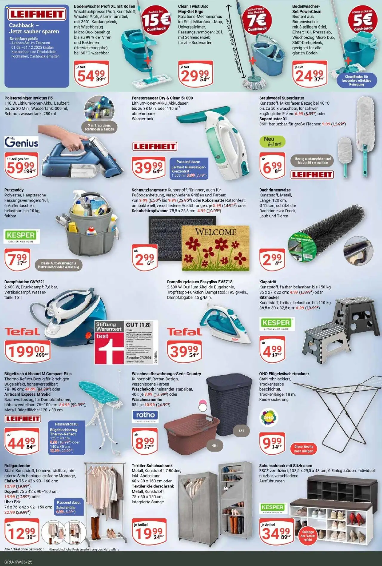 Globus prospekt Grünstadt	 – gültig ab 01.09.2025 | Seite: 25 | Produkte: Kleiderschrank, Schmutzfangmatte, Wasser