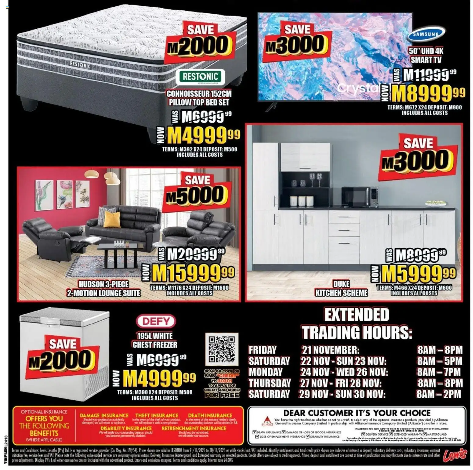 New Lewis Stores catalogue – valid from 21.11.2025 | Page: 3 | Products: Freezer, Pillow, TV, Chest freezer