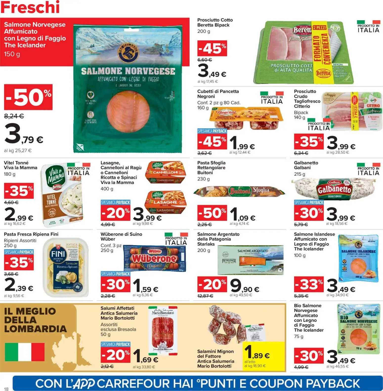 Volantino Carrefour del 24.03.2026 | Pagina: 18 | Prodotti: Bresaola, Pancetta, Prosciutto, The