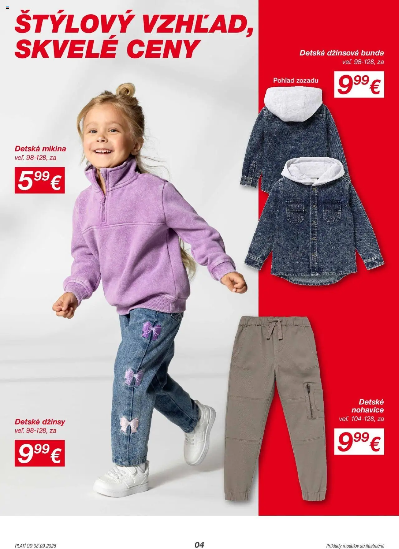 Nové Kik akcie – leták je platný od 08.09.2025 | Strana: 4 | Produkty: Mikina, Bunda, Nohavice