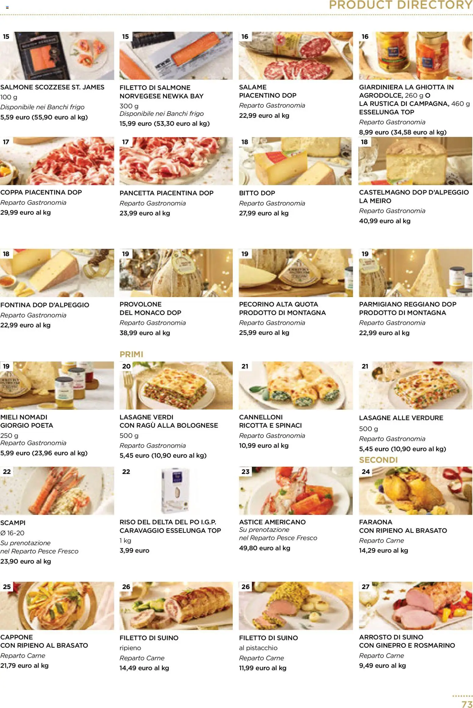 Volantino Esselunga S del 01.12.2025 | Pagina: 73 | Prodotti: Salmone, Suino, Ragú, Parmigiano