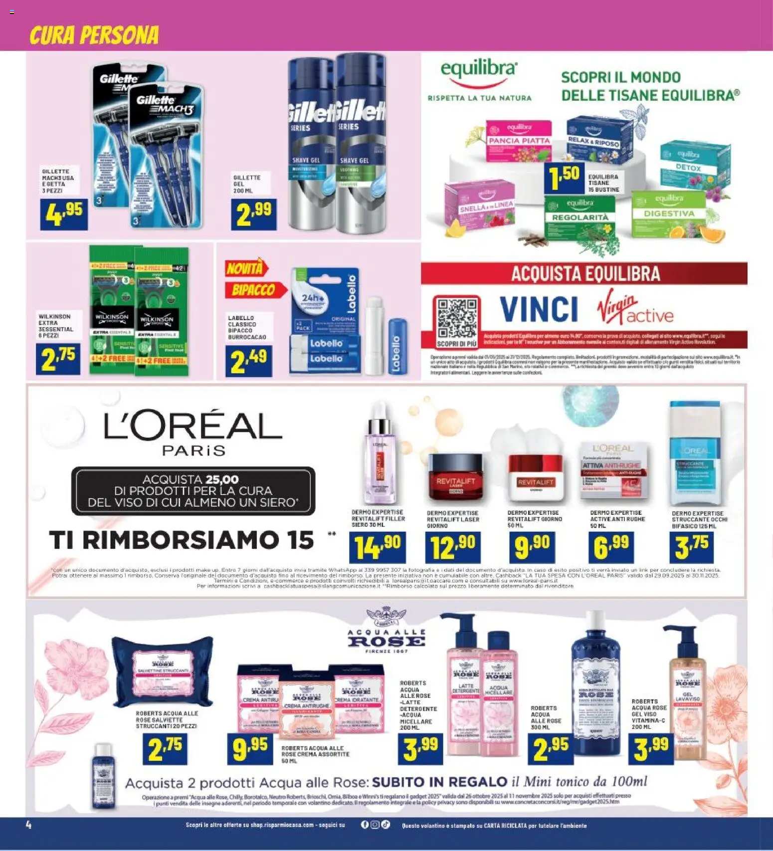 Volantino RisparmioCasa del 23.10.2025 | Pagina: 4 | Prodotti: Crema, Detergente, Acqua, Latte