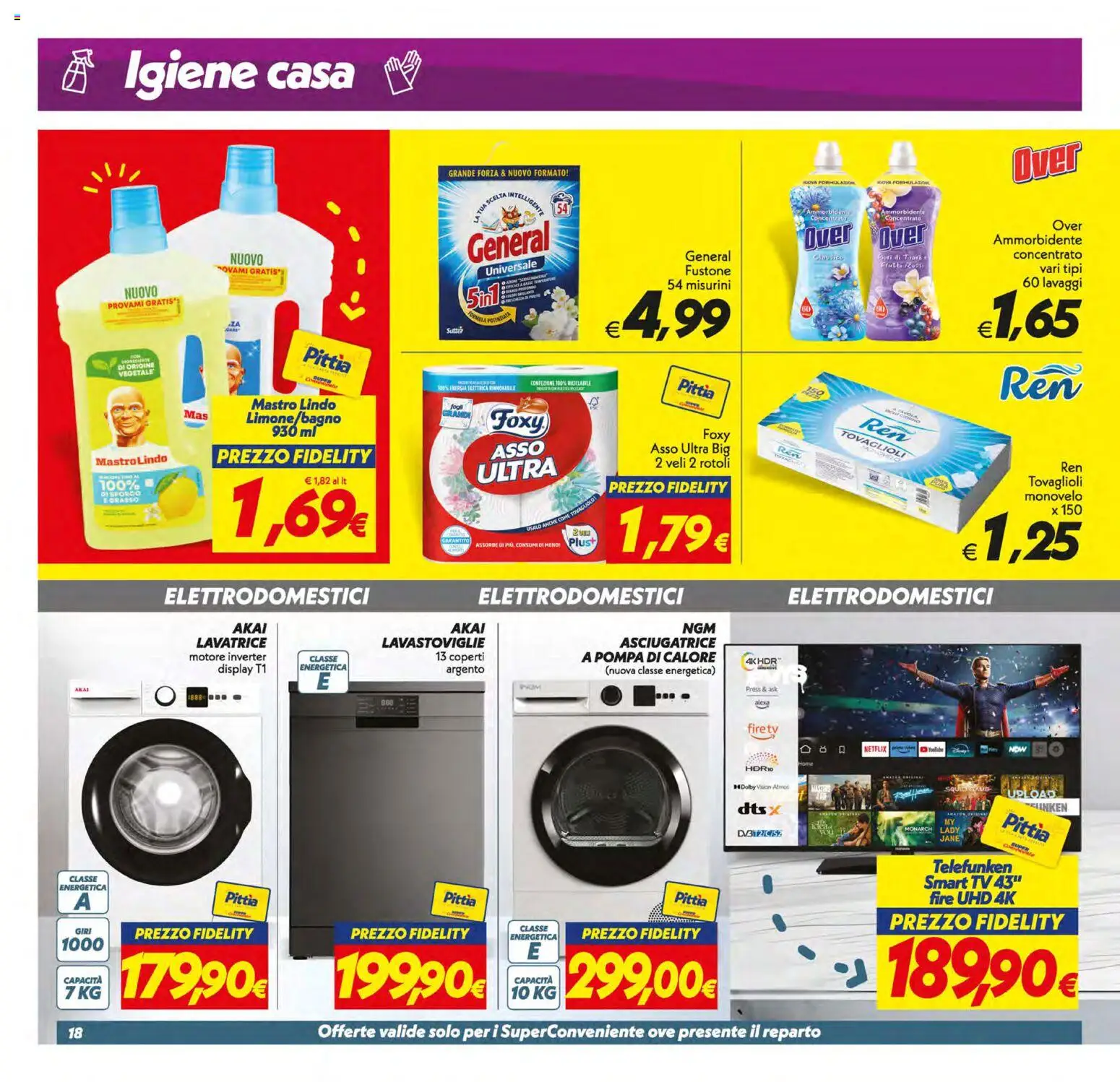 Volantino SuperConveniente del 05.01.2026 | Pagina: 18 | Prodotti: smart TV, Lavatrice, Lavastoviglie, TV
