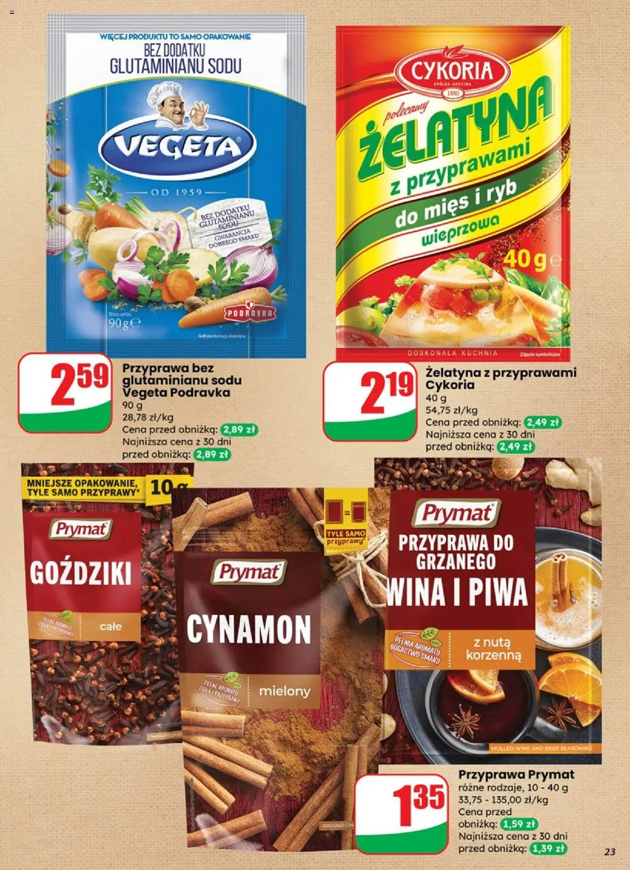 Dino Gazetka od 08.10.2025 | Strona: 23 | Produkty: Cynamon, Goździki, Żelatyna, Przyprawy