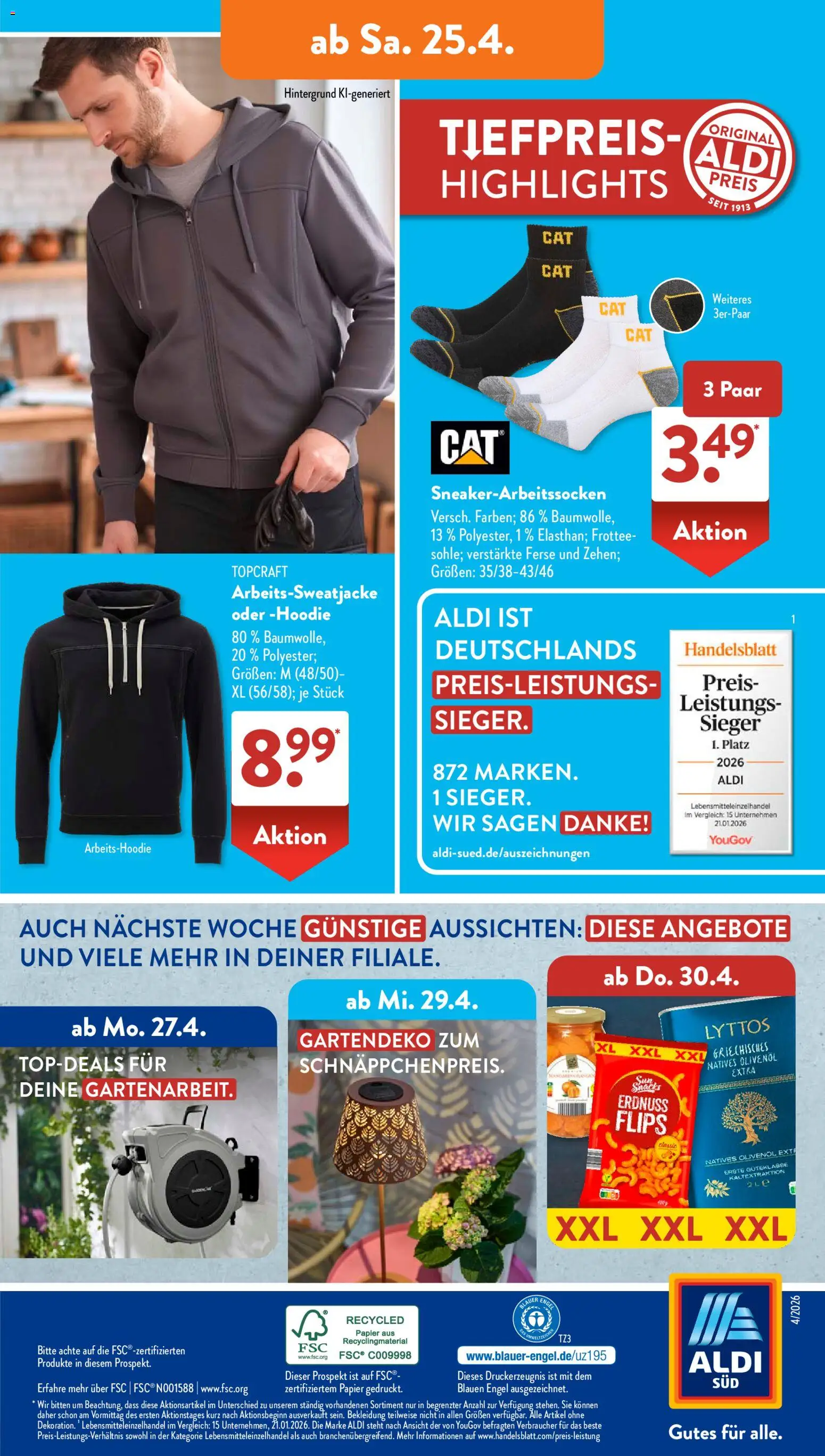 Aldi Süd Prospekt 	 – gültig ab 20.04.2026 | Seite: 18 | Produkte: Hoodie, Olivenol, Bekleidung