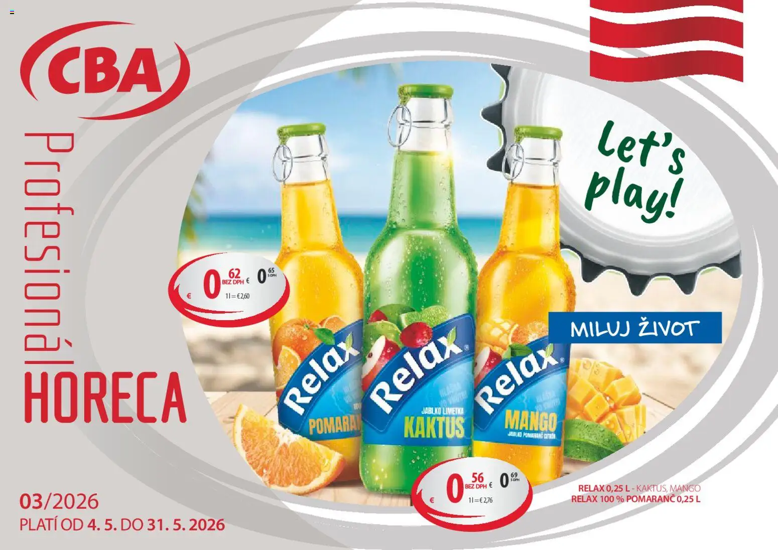 Nové CBA Komfos akcie – leták je platný od 04.05.2026 | Strana: 1 | Produkty: Limetka, Mango