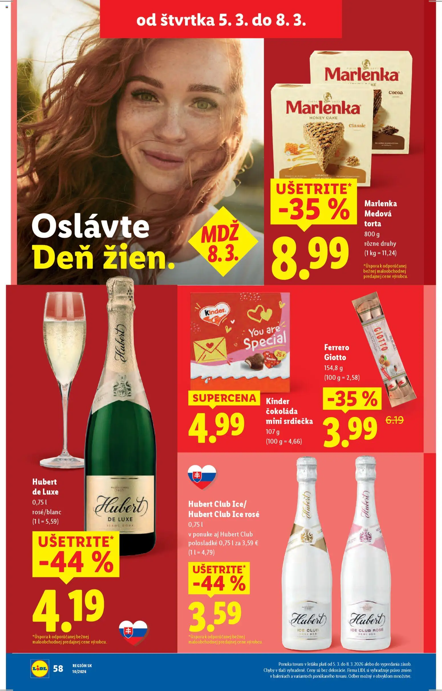 Nové Lidl akcie – leták je platný od 02.03.2026 | Strana: 76 | Produkty: Kinder, Torta, Čokoláda, Hubert de Luxe