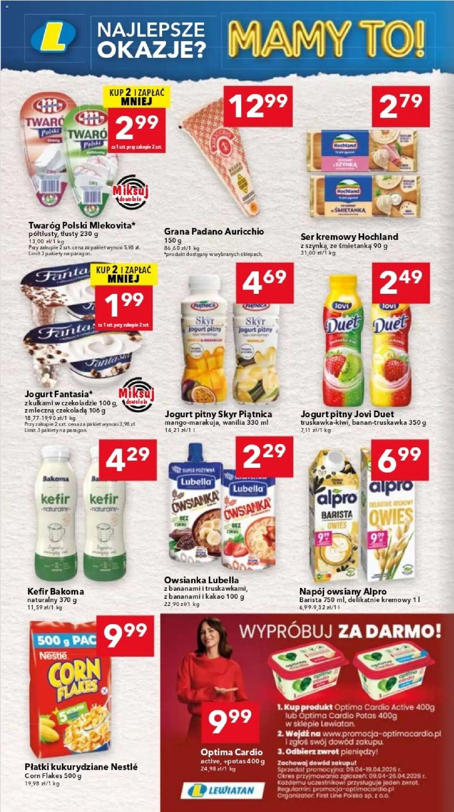 Lewiatan gazetka - Warszawa od 09.04.2026 | Strona: 4 | Produkty: Grana padano, Kakao, Corn Flakes, Skyr