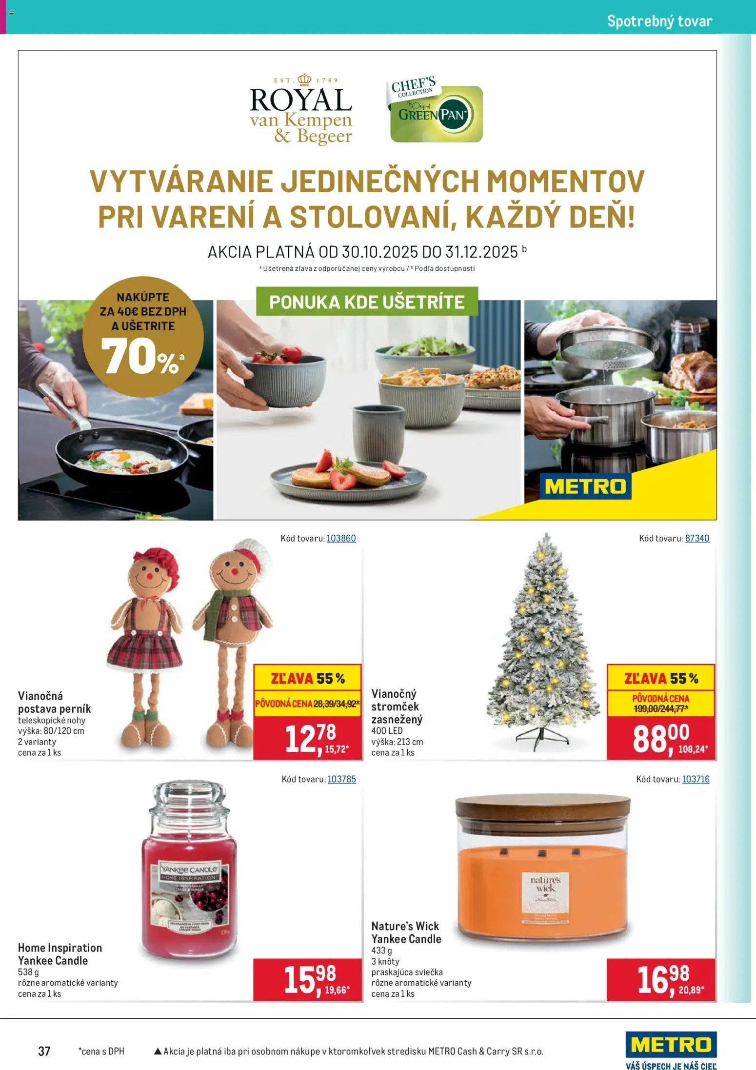 Nové Metro akcie – leták je platný od 10.12.2025 | Strana: 37 | Produkty: Led, Vianočný stromček, Yankee Candle
