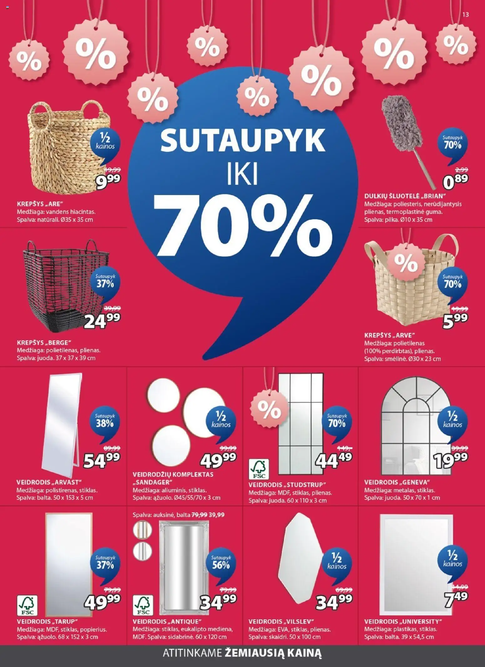 JYSK akcijos nuo 06.01.2026 | Puslapis: 13 | Prekių: Krepšys, Veidrodis