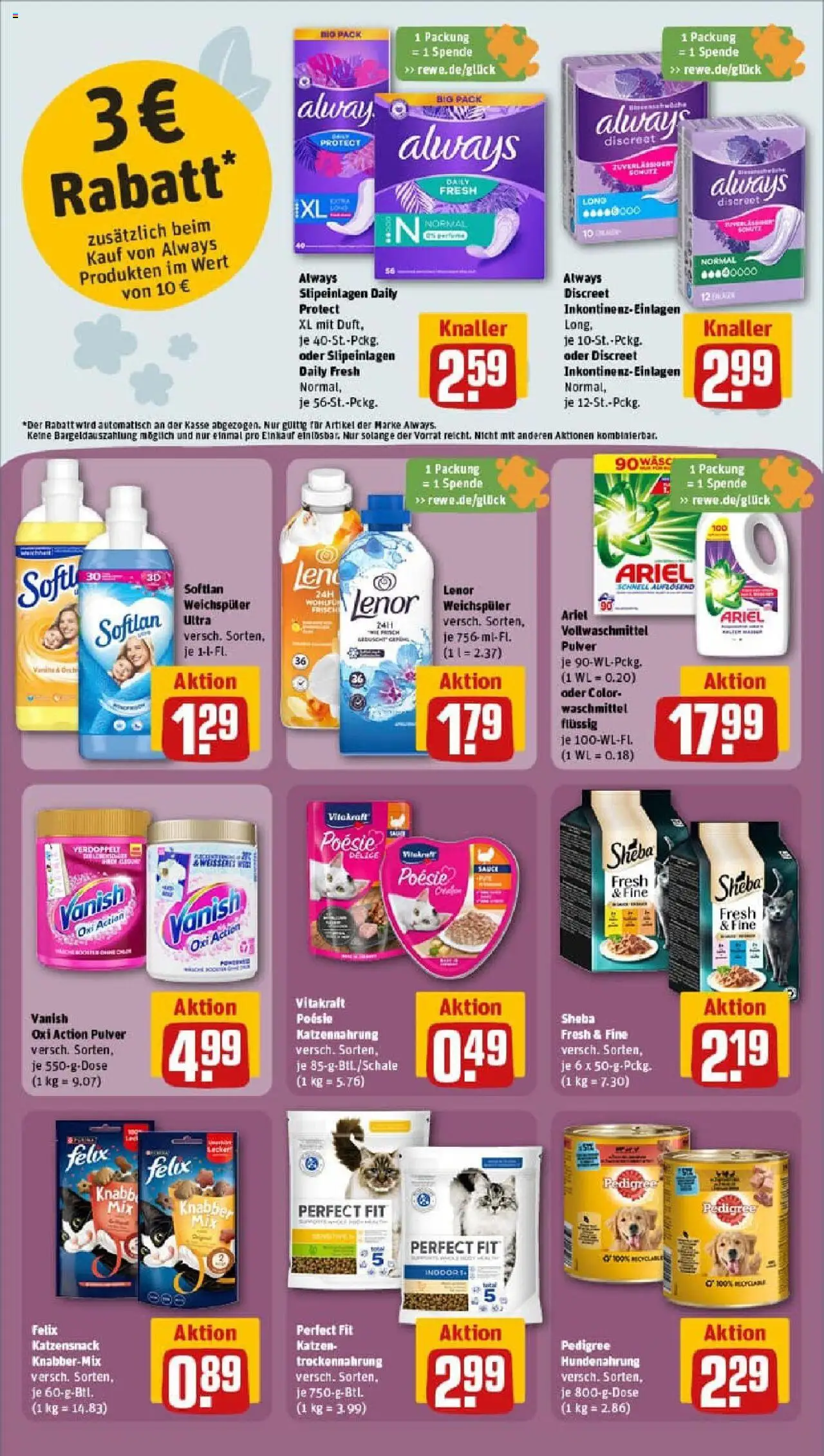 Rewe prospekt Detmold Heiligenkirchen	 - gültig ab dem 29.06.2025 | Seite: 24 | Produkte: Sheba, Ariel, Weichspüler, Waschmittel
