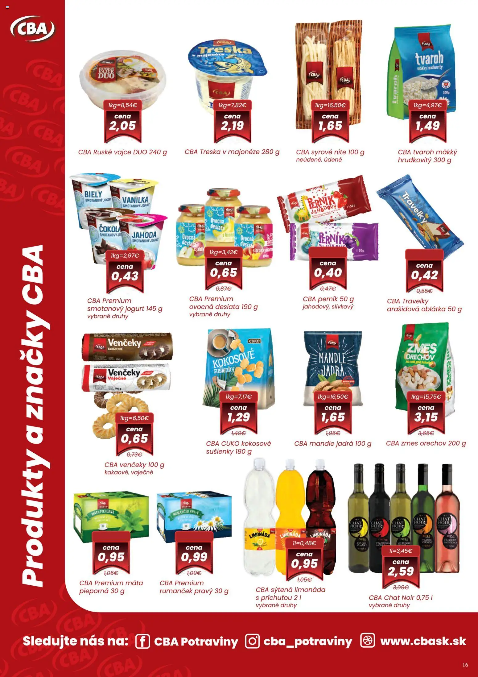 Nové Nitrazdroj akcie – leták je platný od 05.03.2026 | Strana: 16 | Produkty: Jogurt, Tvaroh, Treska, Mandle