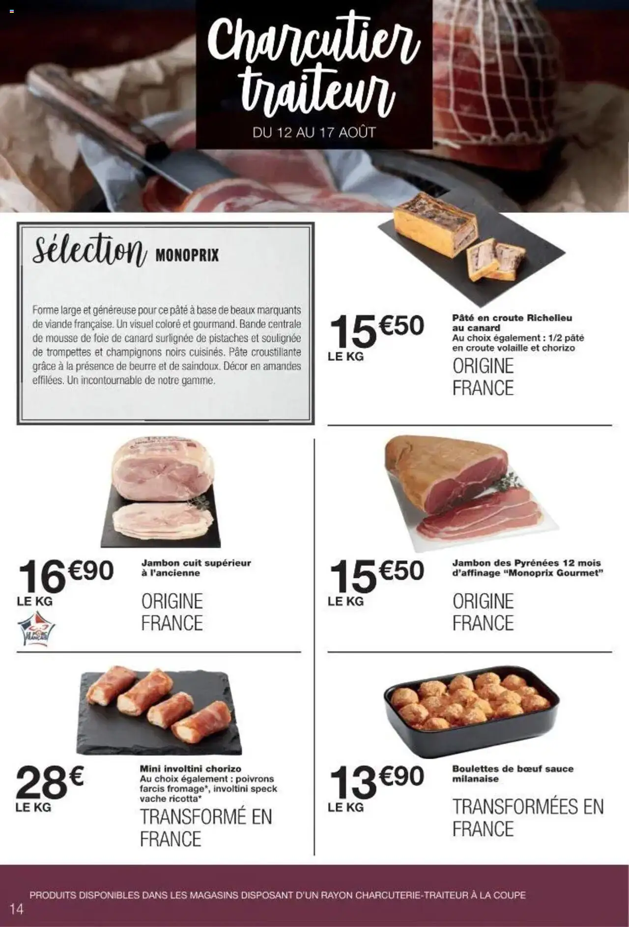  | Page: 14 | Produits: Chorizo, Pistaches, Fromage, Viande