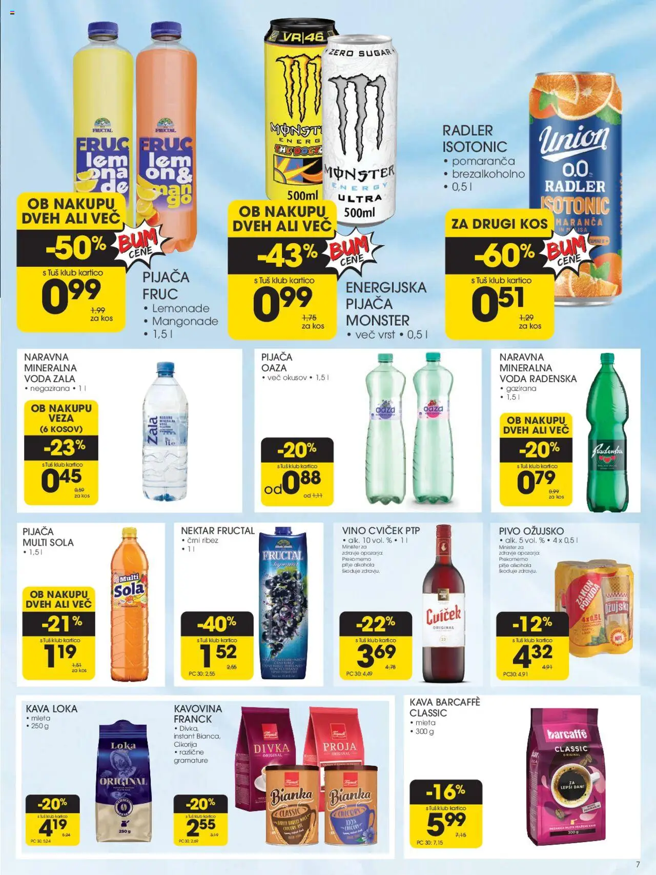 Tuš katalog │ velja od 27.08.2025 | Stran: 7 | Izdelki: Kos, Radler, Kava, Pivo
