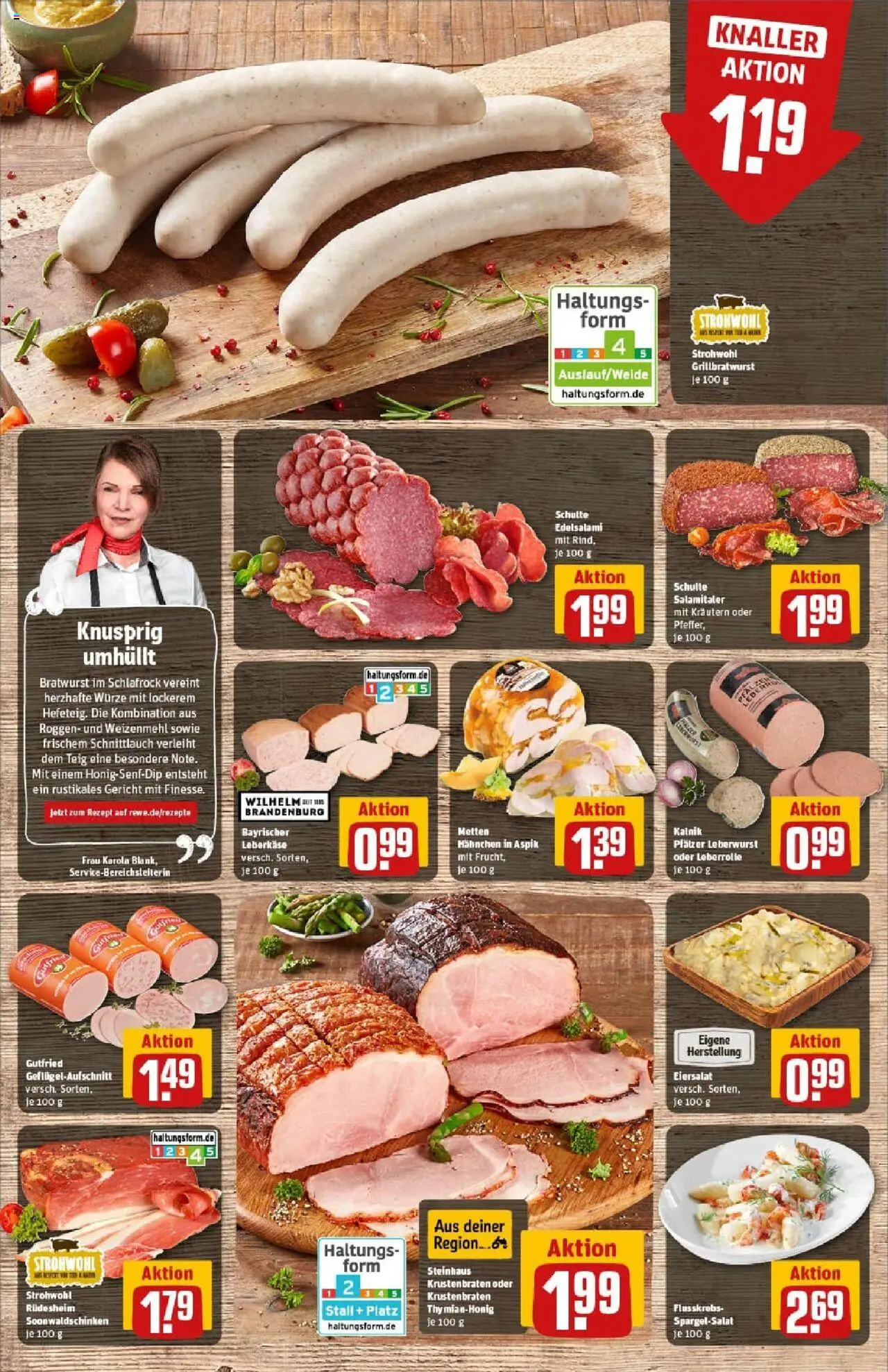 Rewe prospekt Bitburg	 - gültig ab dem 22.06.2025 | Seite: 12 | Produkte: Hahnchen, Bratwurst, Krustenbraten, Salami