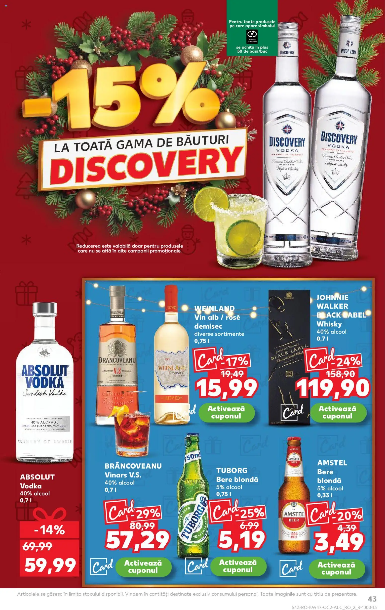 Kaufland RO akciós ujság - amely érvényes a következő dátumtól: 19.11.2025 | Oldal: 43 | Termékek: Vodka, Whisky
