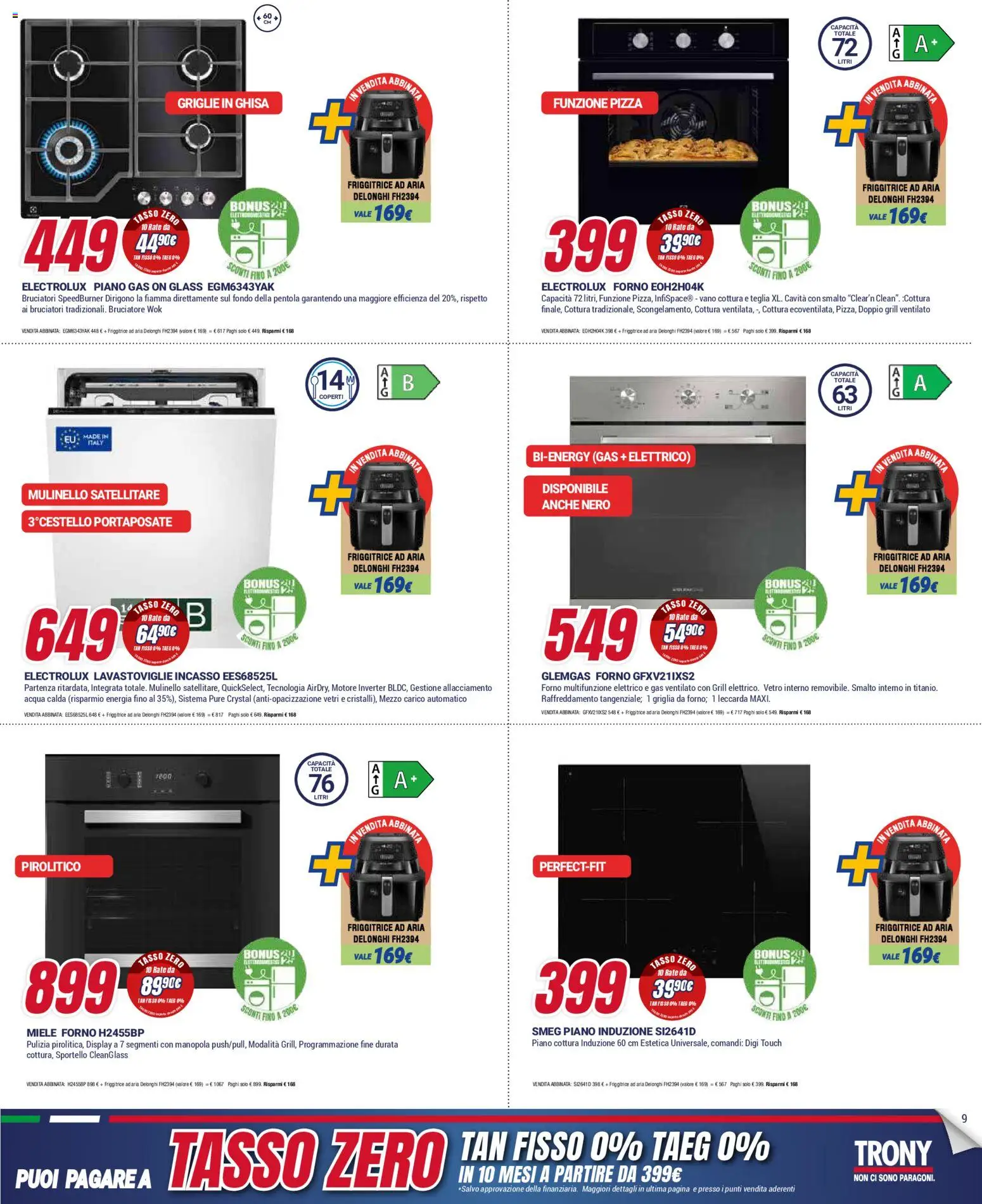 Volantino Trony del 15.01.2026 | Pagina: 9 | Prodotti: Piano cottura, Forno, Griglia, Portaposate