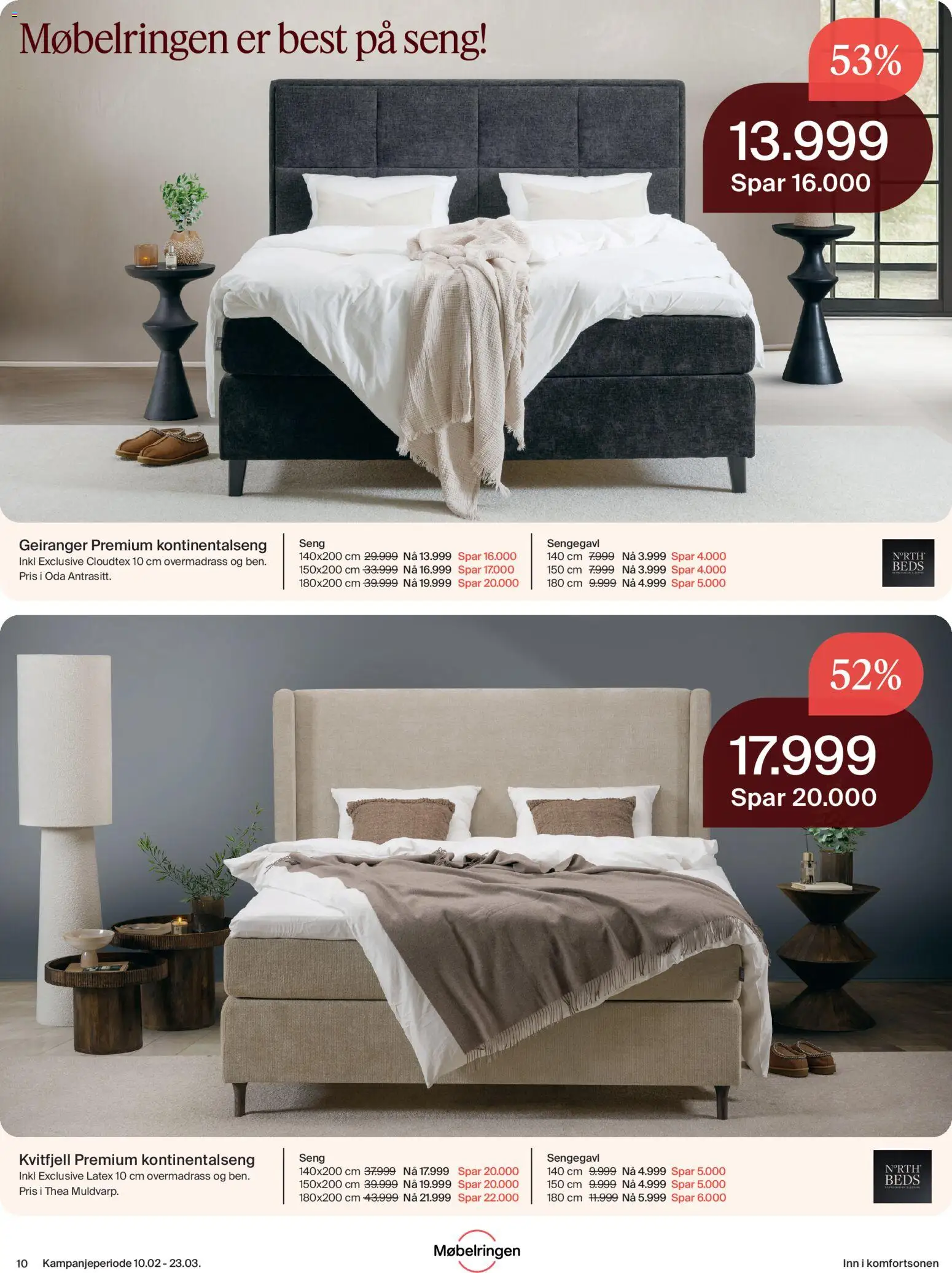 {H1} | Side: 10 | Produkter: Overmadrass, Kontinentalseng, Seng, Sengegavl