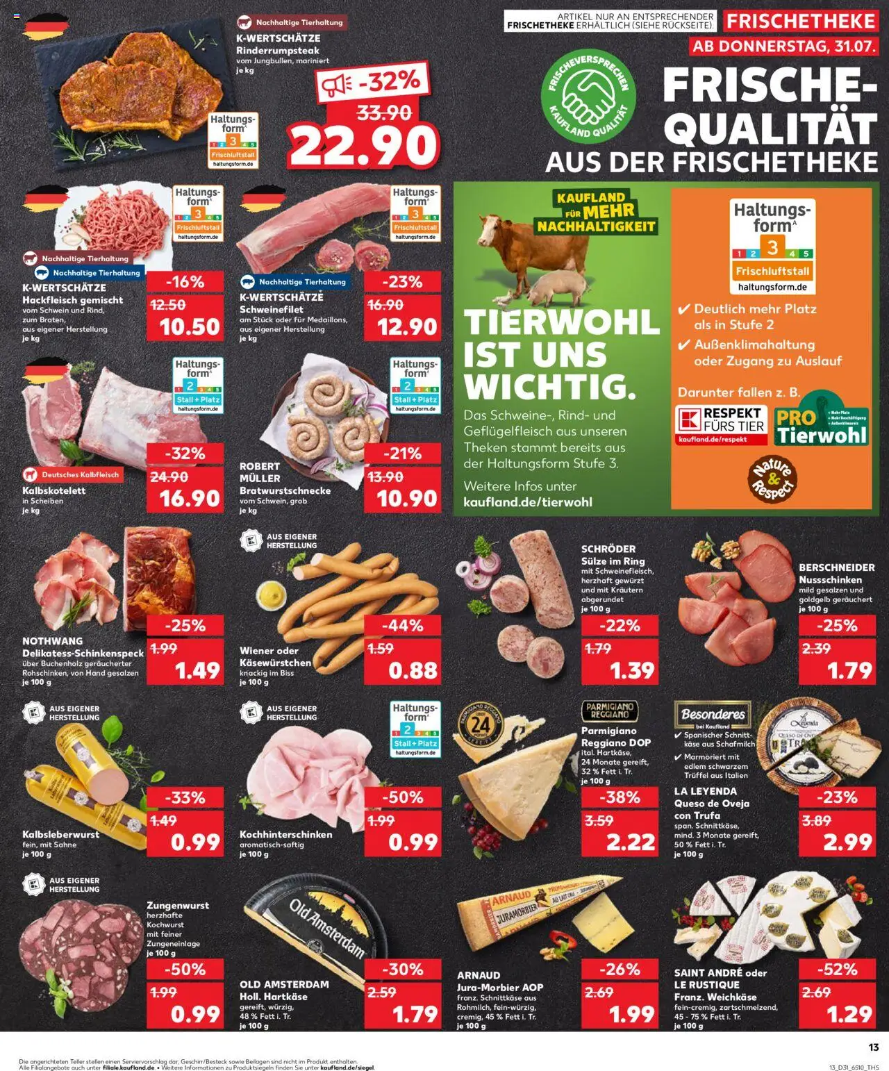 Kaufland prospekt Köln	 - gültig ab dem 31.07.2025 | Seite: 13 | Produkte: Käse, Schweinefilet, Sahne, Hackfleisch