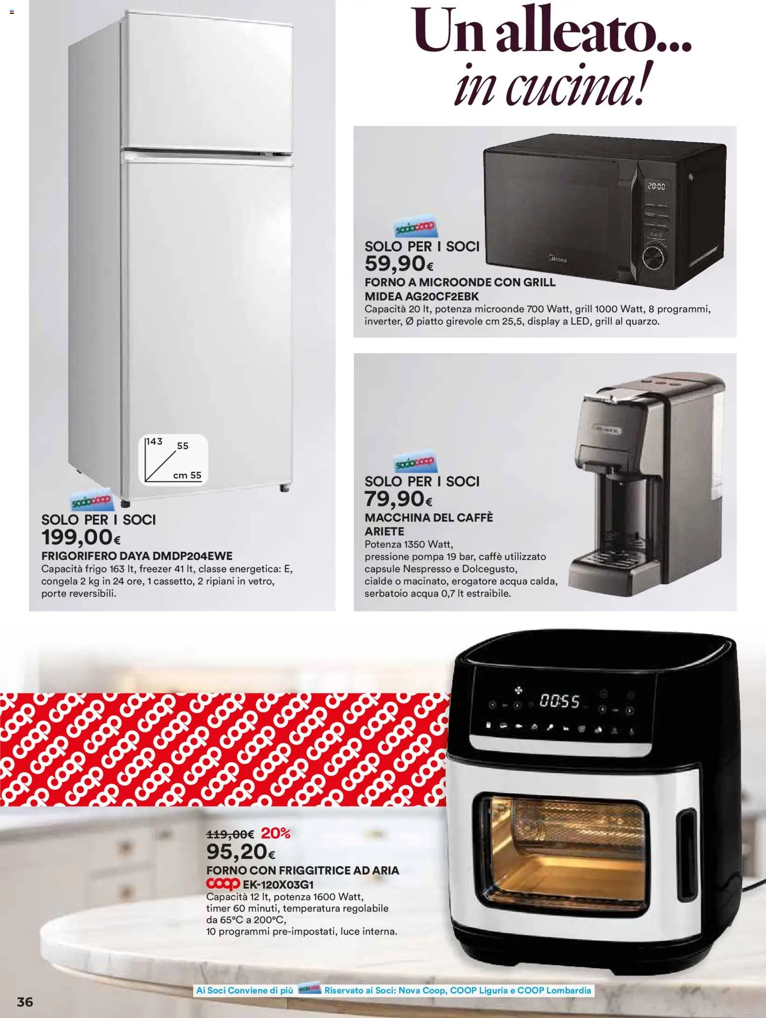 Volantino Ipercoop del 27.12.2025 | Pagina: 36 | Prodotti: Microonde, Acqua, Forno a microonde, Frigorifero