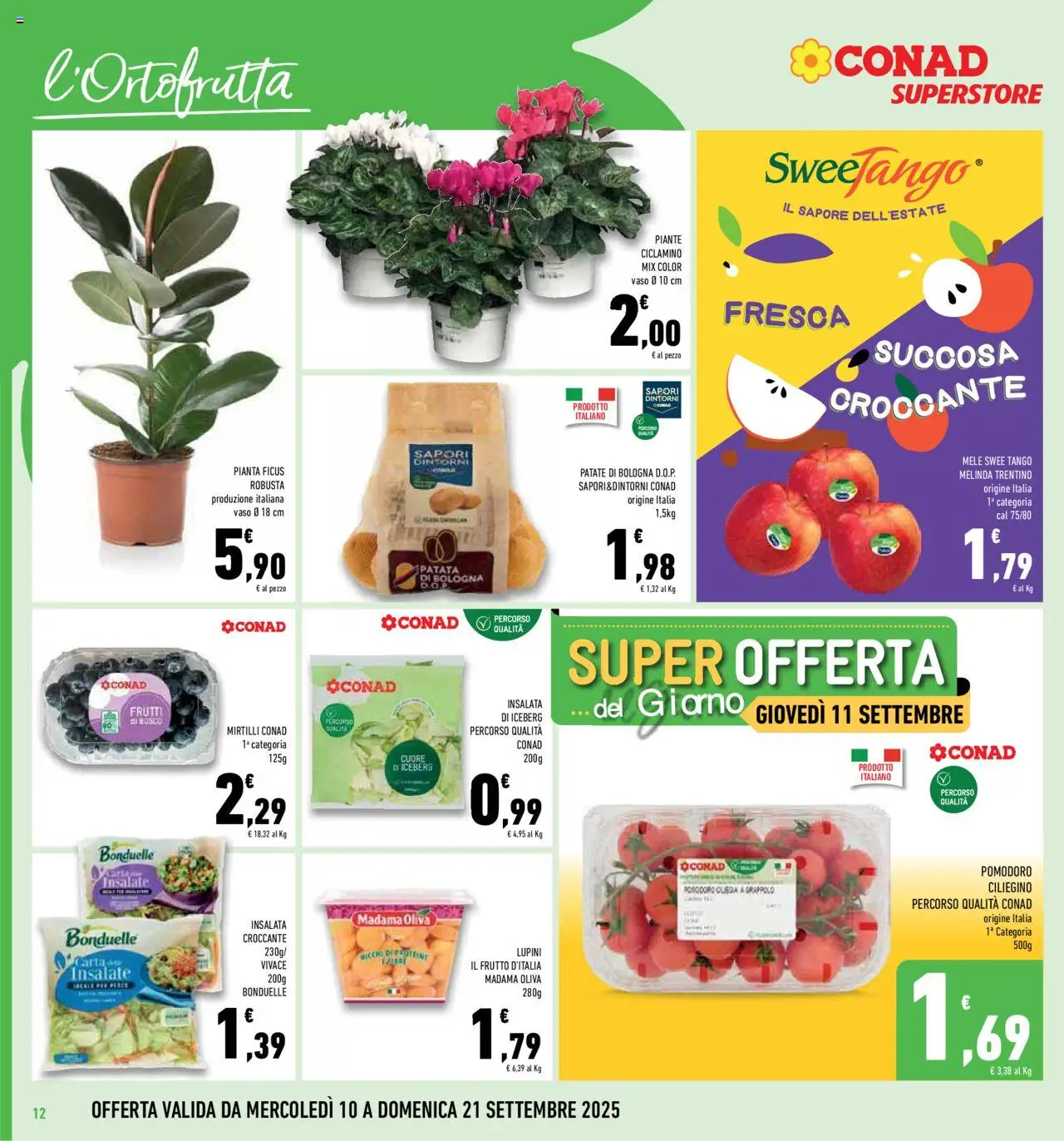 Volantino Conad del 10.09.2025 | Pagina: 12 | Prodotti: Lupini, Patate, Pomodoro, Vaso
