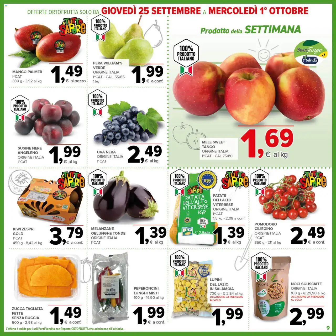 Volantino Todis del 18.09.2025 | Pagina: 9 | Prodotti: Lupini, Kiwi, Zucca, Susine