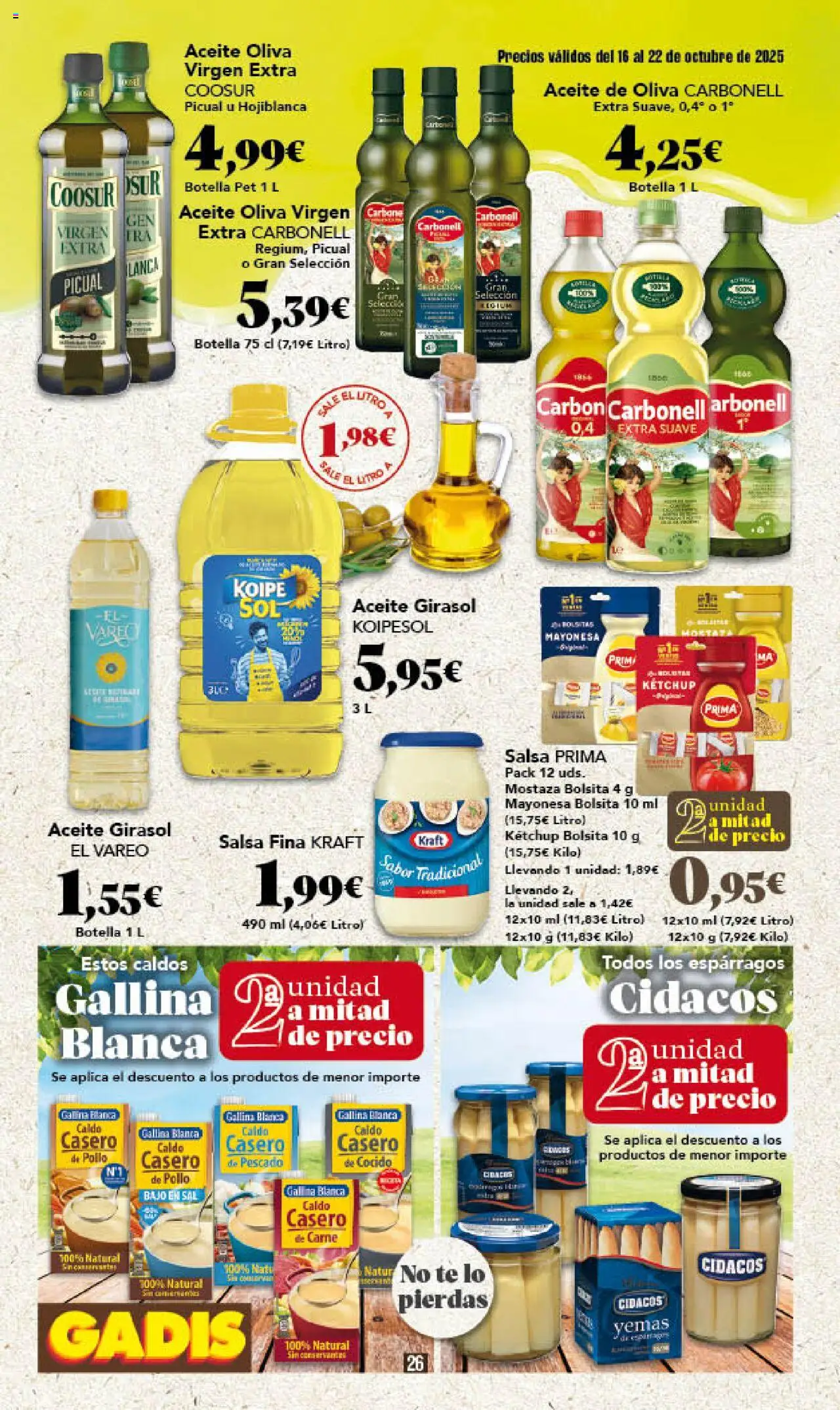 Gadis folleto │ válido desde el 16.10.2025 | Página: 26 | Productos: Aceite, Νερό καρύδας, Té, Οθόνη προβολής