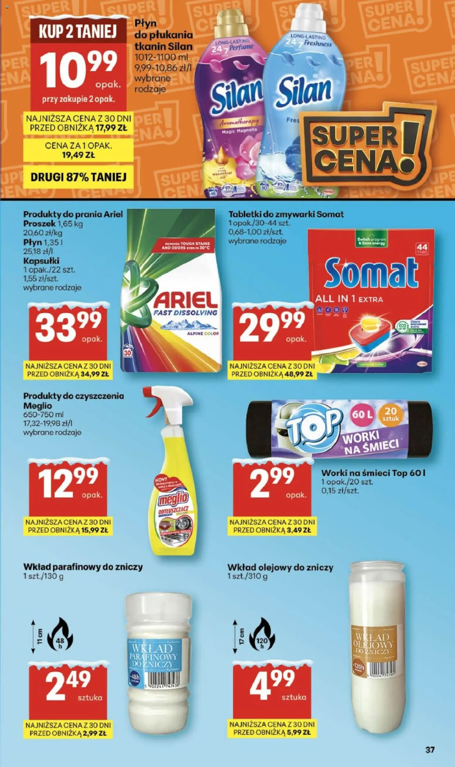 Delikatesy Centrum Gazetka od 22.01.2026 | Strona: 37 | Produkty: Meglio, Top, Ariel, Tabletki do zmywarki