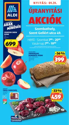 Aldi - Üzletnyitás: Szombathely - amely érvényes a következő dátumtól: 31.01.2026