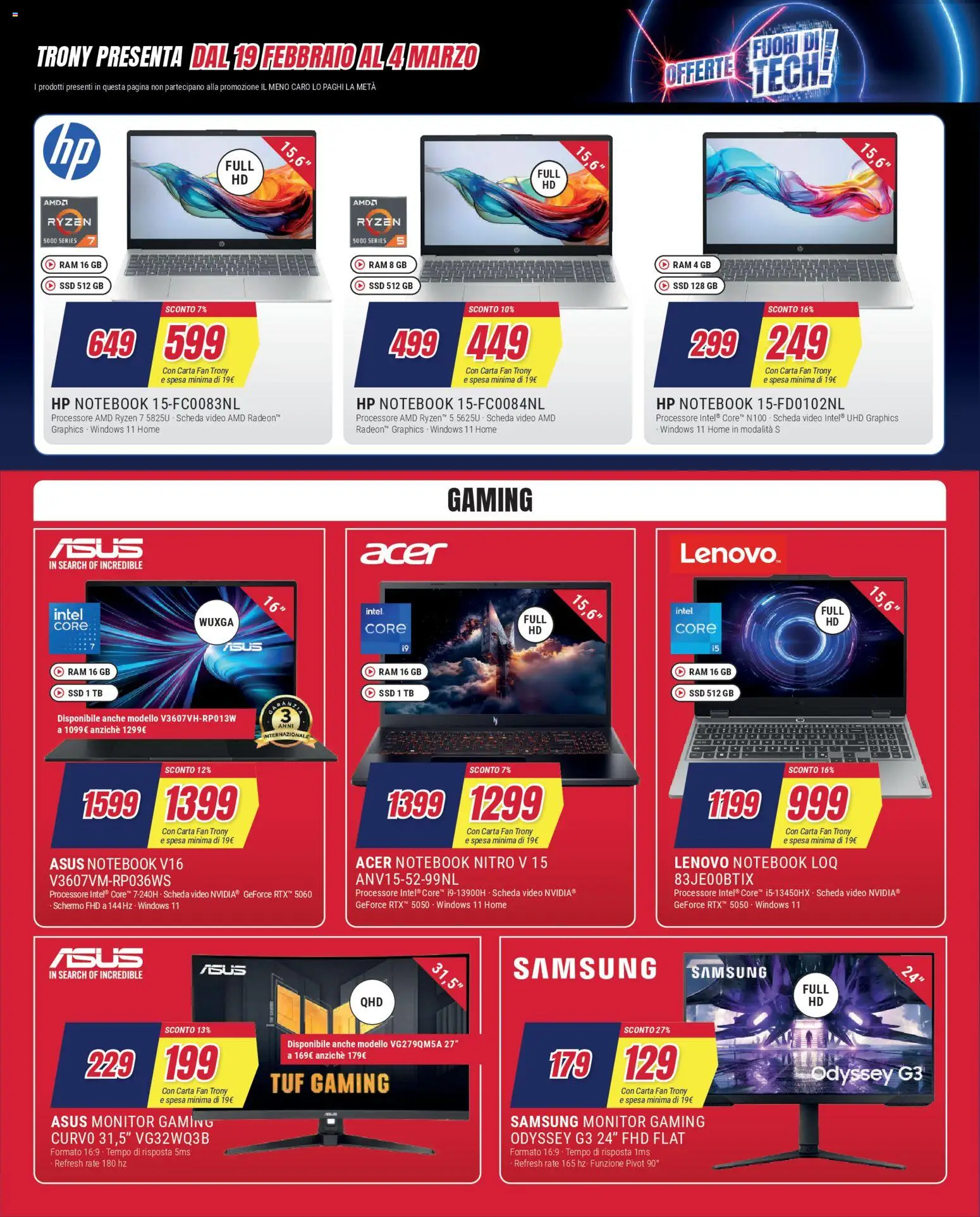 Volantino Trony del 19.02.2026 | Pagina: 29 | Prodotti: Monitor, Video, Fan, Samsung