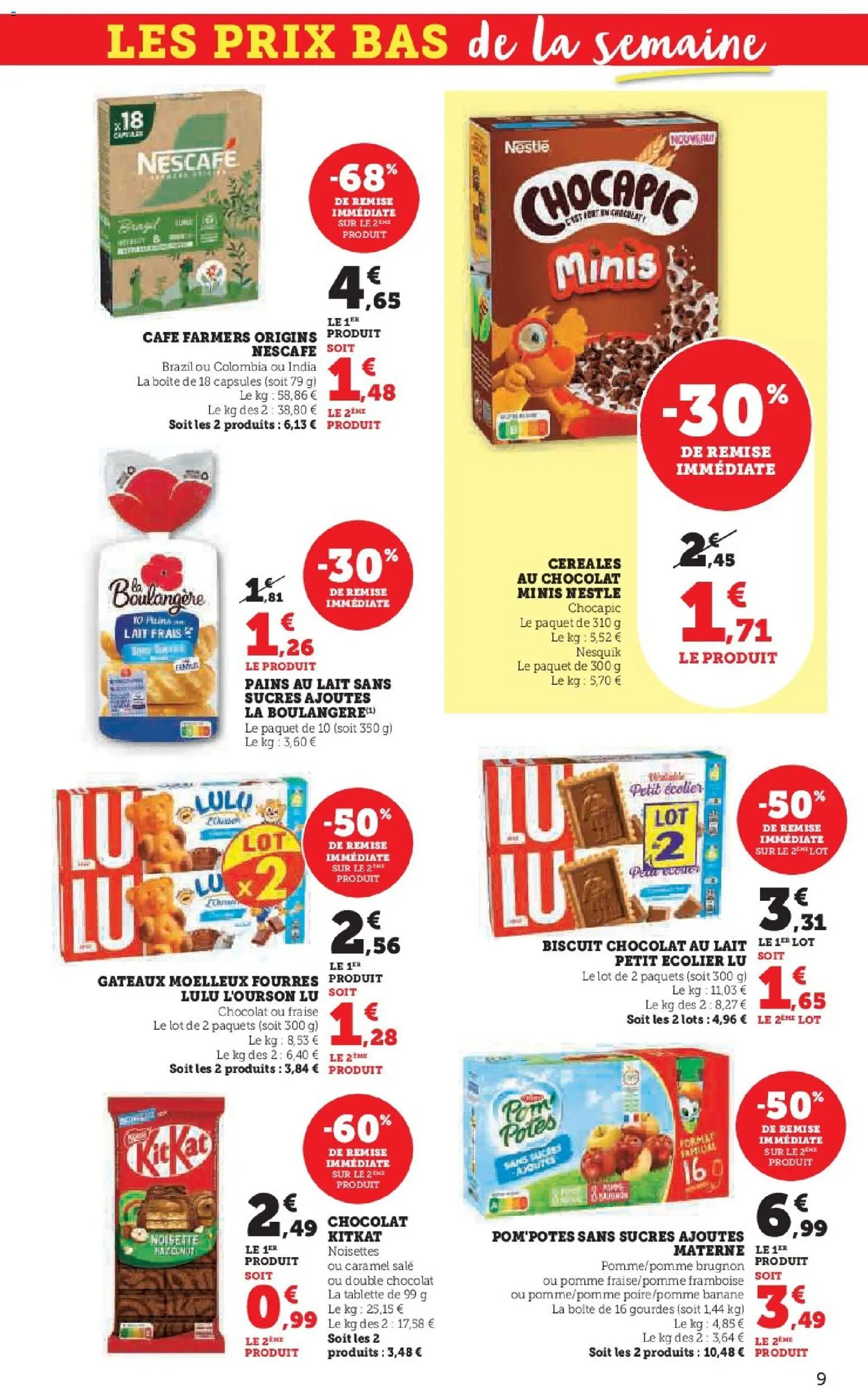 {H1} | Page: 9 | Produits: Brugnon, Framboise, Lait, Café