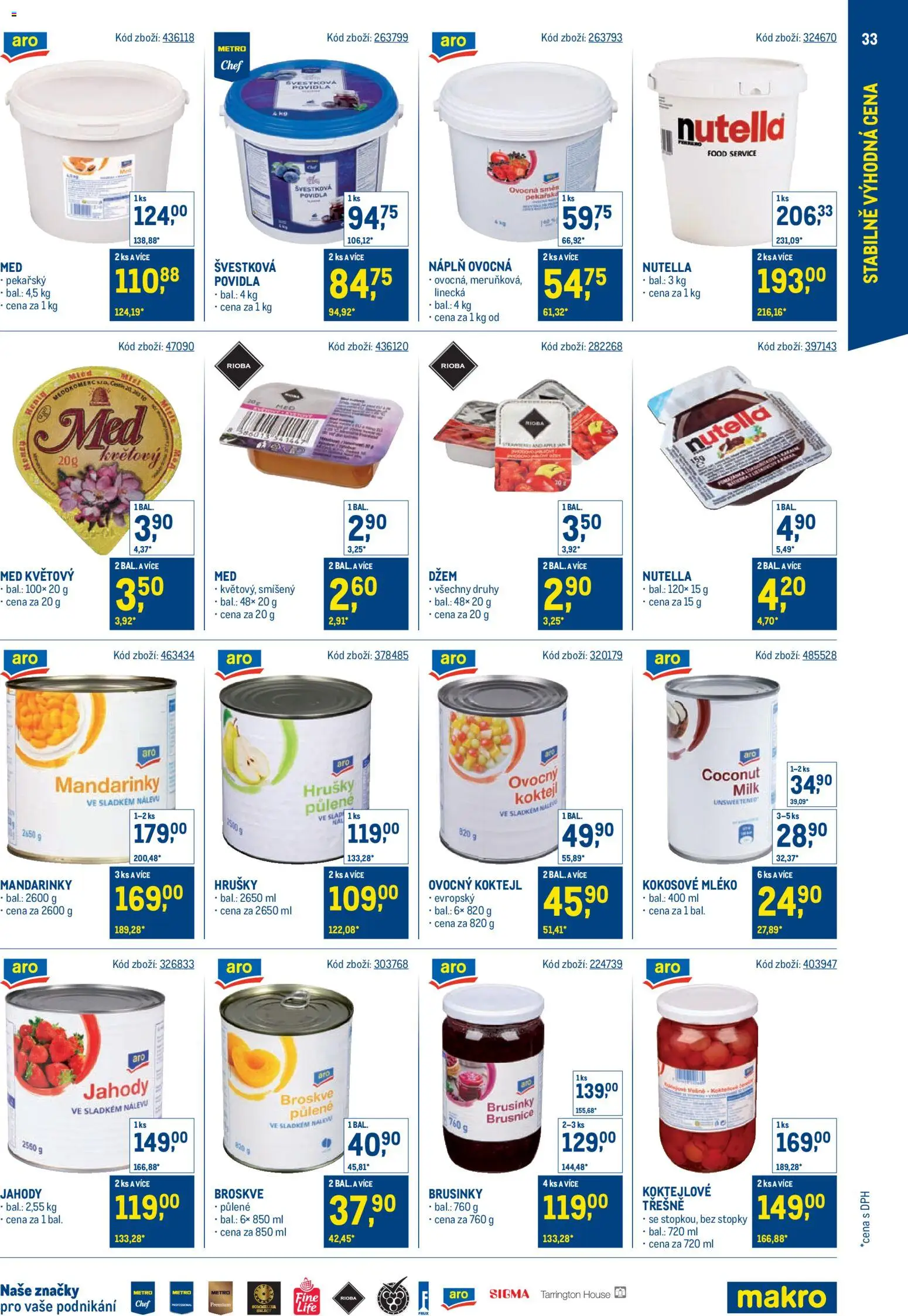 Makro leták - Stabilně výhodná cena – gastronomie od 24.09.2025 | Strana: 33 | Produkty: Kokosové mléko, Mléko, Med, Brusnice
