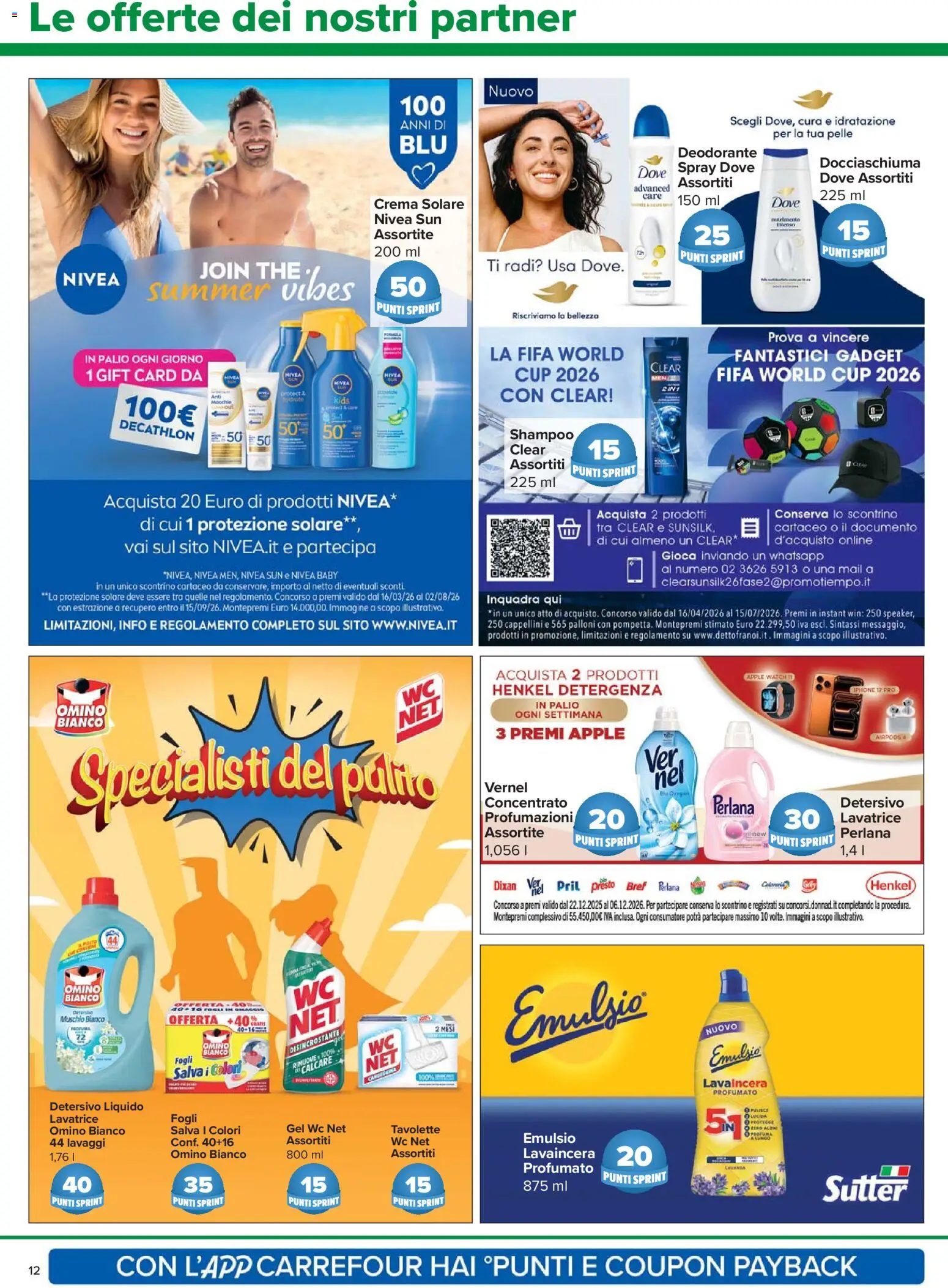 Volantino Carrefour del 23.04.2026 | Pagina: 12 | Prodotti: Crema, Crema solare, Lavatrice, Airpods