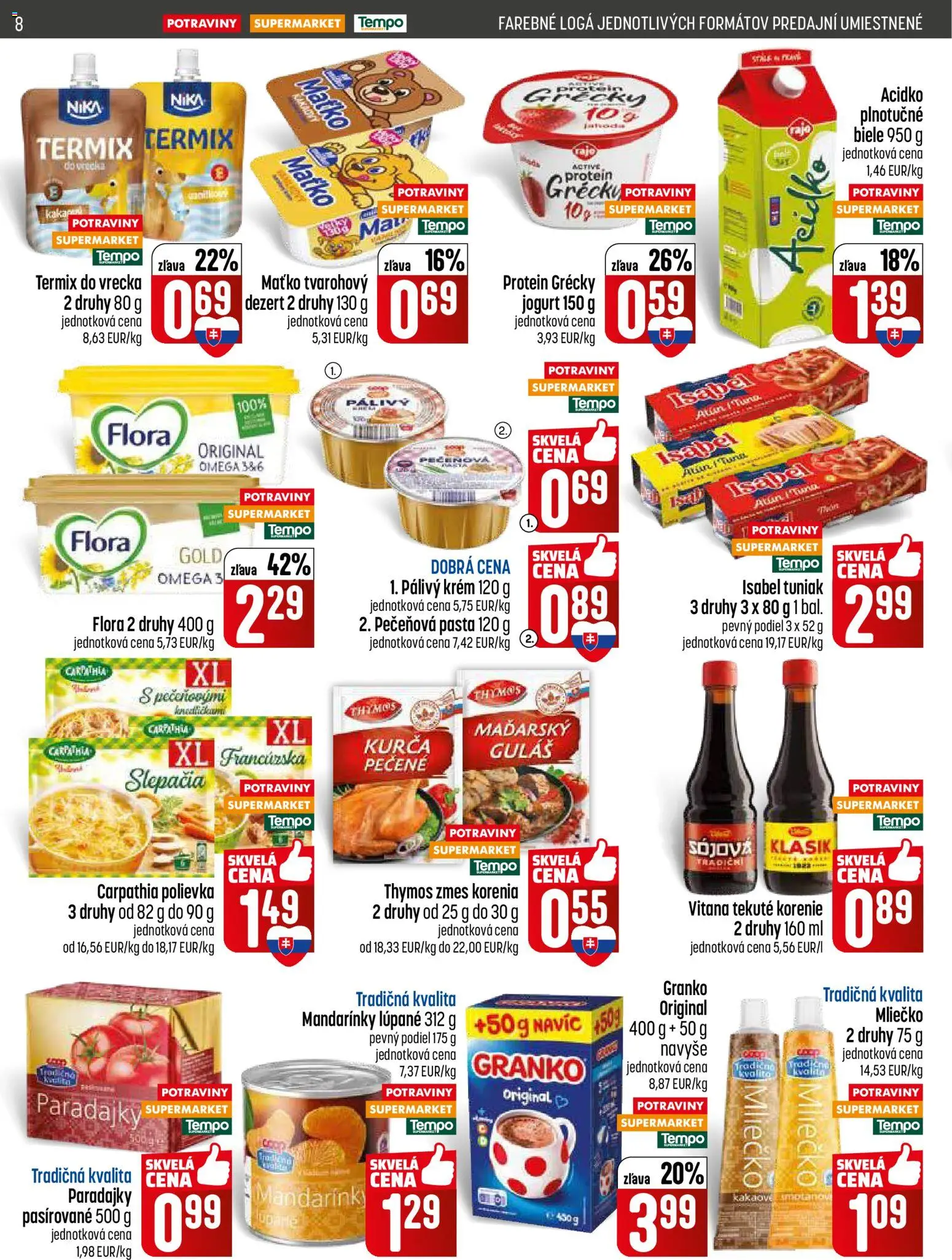 Nové COOP Jednota akcie – leták je platný od 19.02.2026 | Strana: 8 | Produkty: Paradajky, Krém, Kurča, Granko