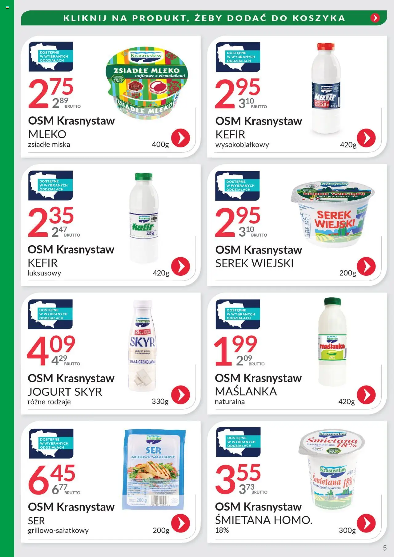 Eurocash Gazetka - Oferta Południe od 31.08.2025 | Strona: 5 | Produkty: Maślanka, Zsiadłe mleko, Serek, Skyr
