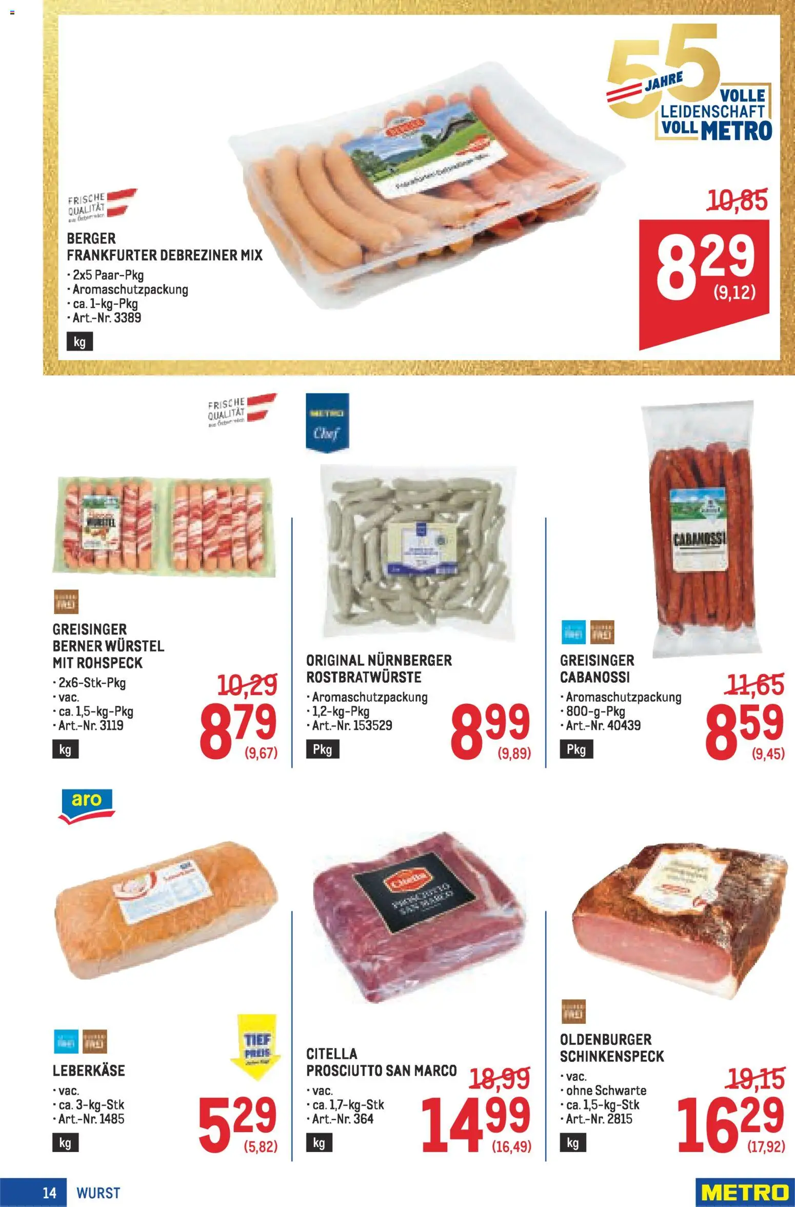 Metro Profi gültig ab 05.03.2026 | Seite: 14 | Produkte: Wurst
