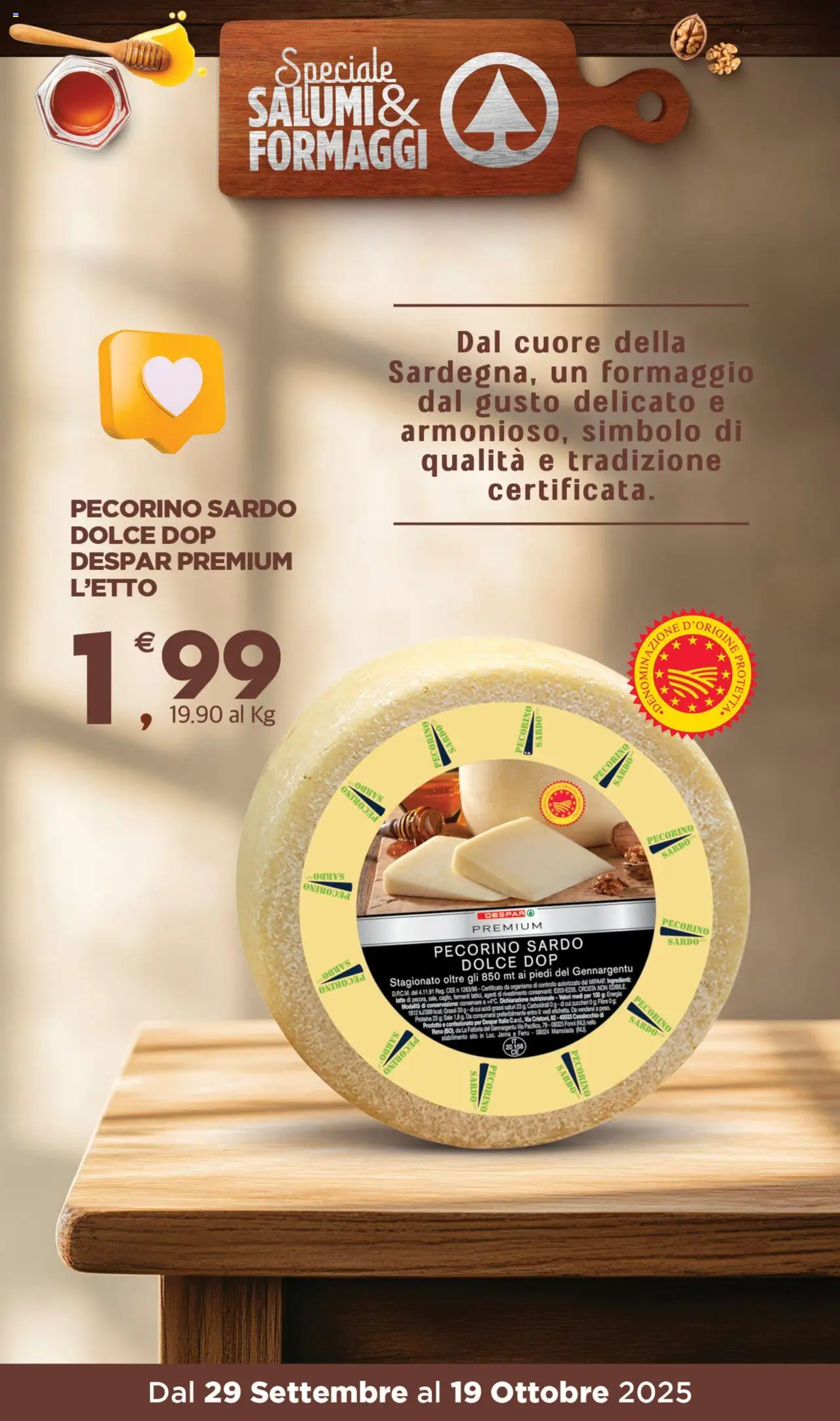 Volantino Eurospar del 29.09.2025 | Pagina: 9 | Prodotti: Sale, Latte, Formaggio, Pecorino