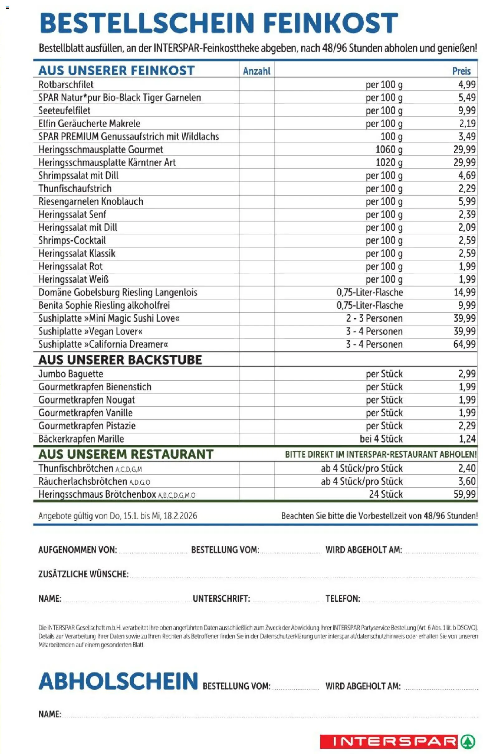 Interspar Vorbesteller Heringsschmaus 2026 - Österreich gültig ab 15.02.2026 | Seite: 11 | Produkte: Rizsliszt, Szezámolaj, Dill, Telefon