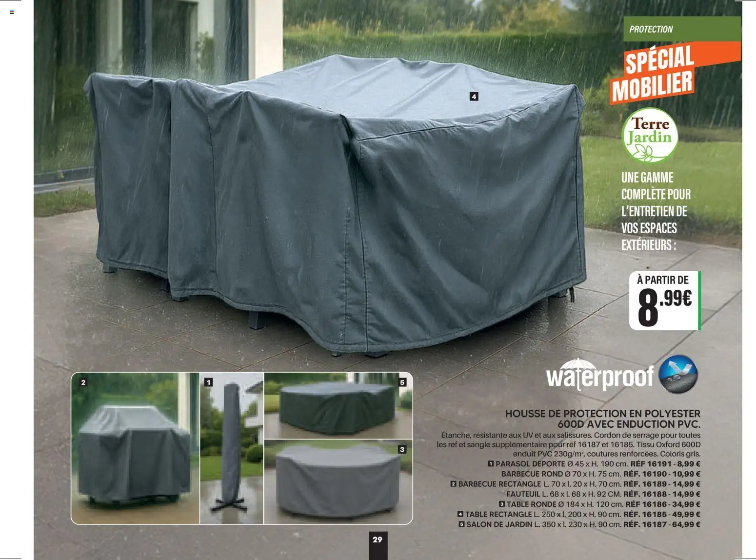 {H1} | Page: 29 | Produits: Salon de jardin, Fauteuil, Parasol déporté, Parasol