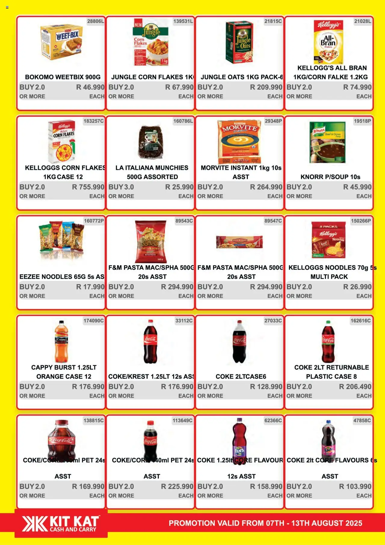 KIT KAT Cash & Carry Weekly Traders Special │ valid from 07.08.2025 | Page: 5 | Products: Corn, Coke, Noodles, Pasta