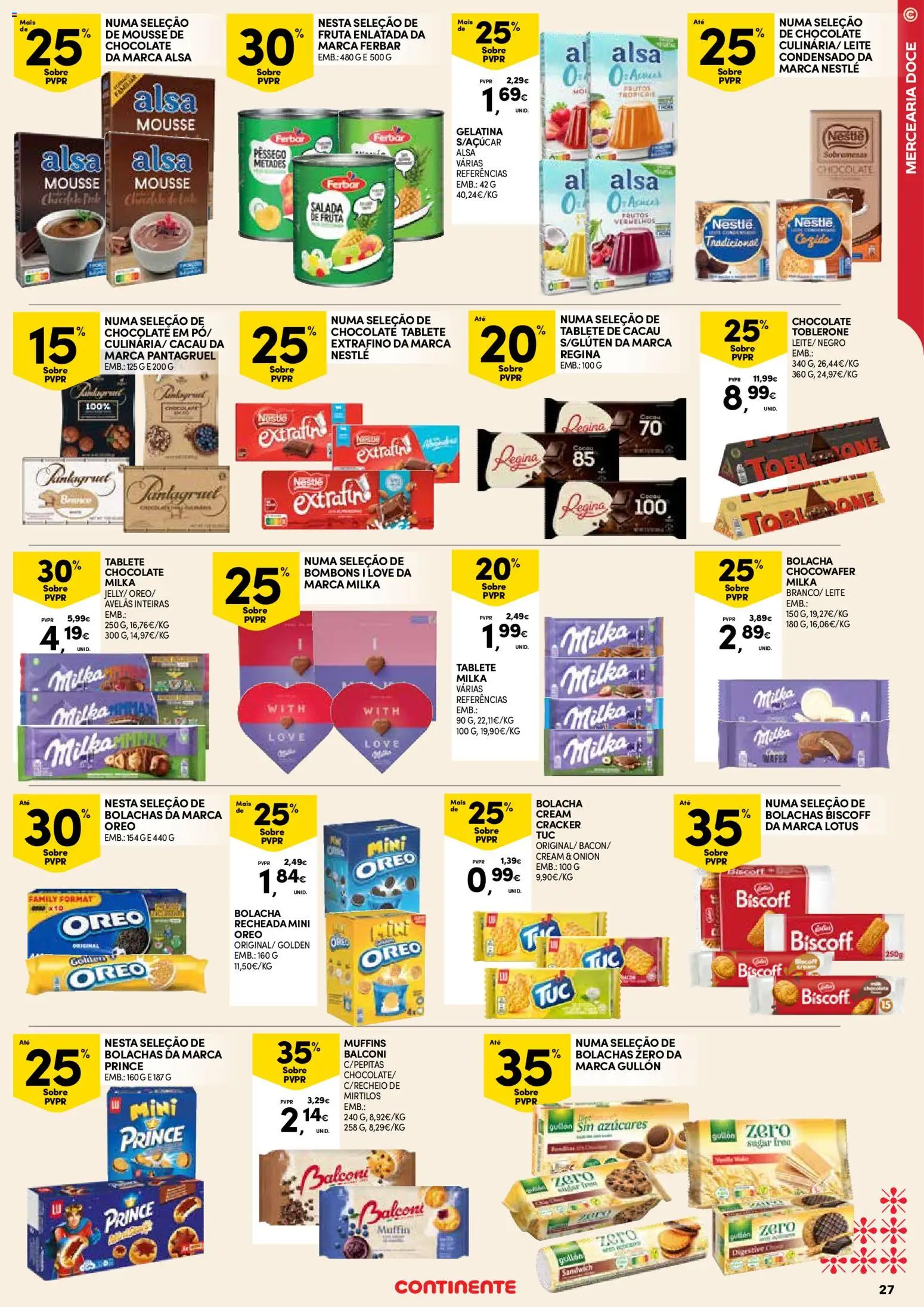 Continente - Açores: Natal │ válido de 11.12.2025 | Página: 27 | Produtos: Mousse de chocolate, Avelãs, Bolachas, Leite