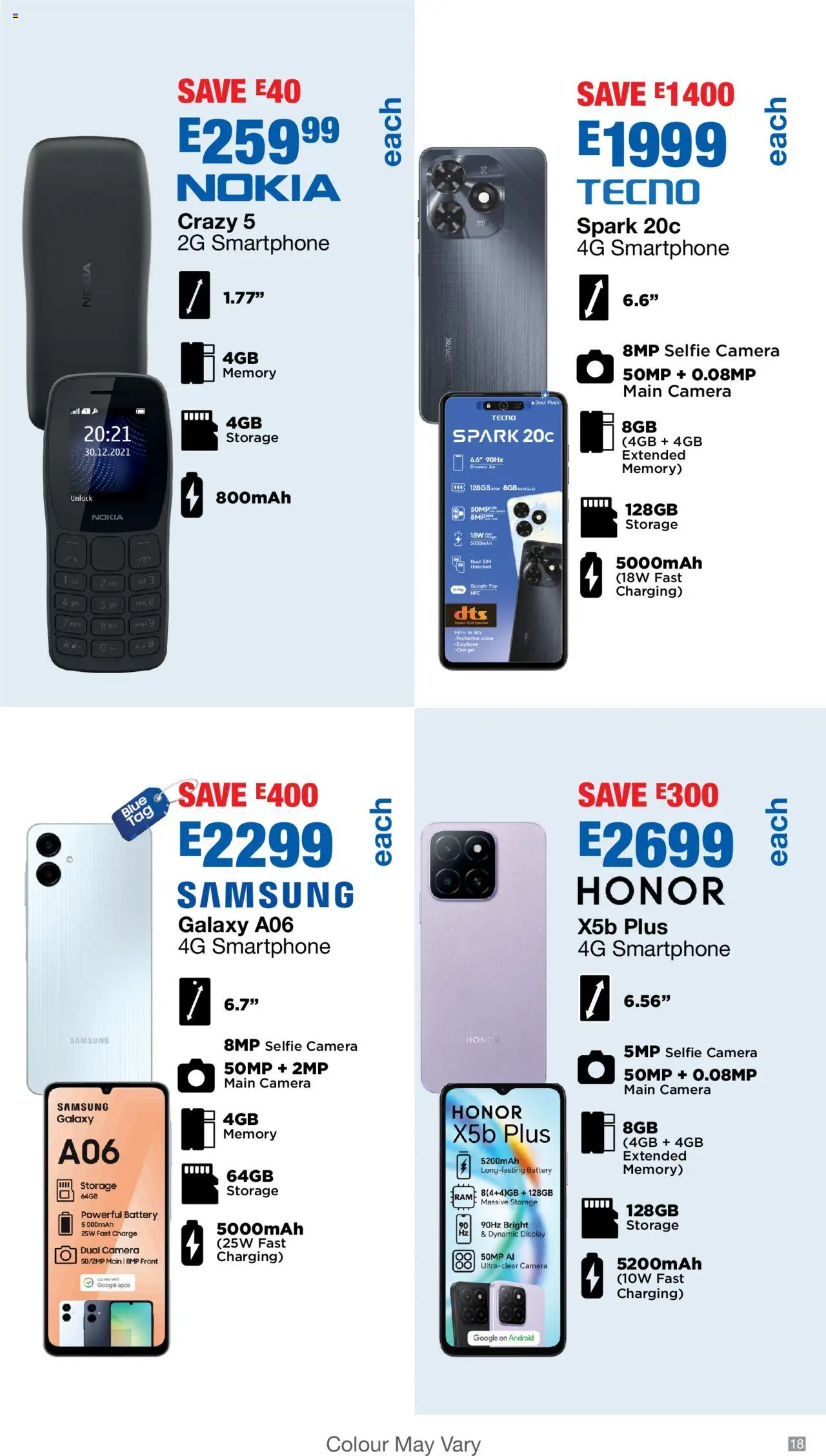 New OK Furniture catalogue – valid from 06.10.2025 | Page: 18 | Products: Smartphone, Camera, Box, Charger
