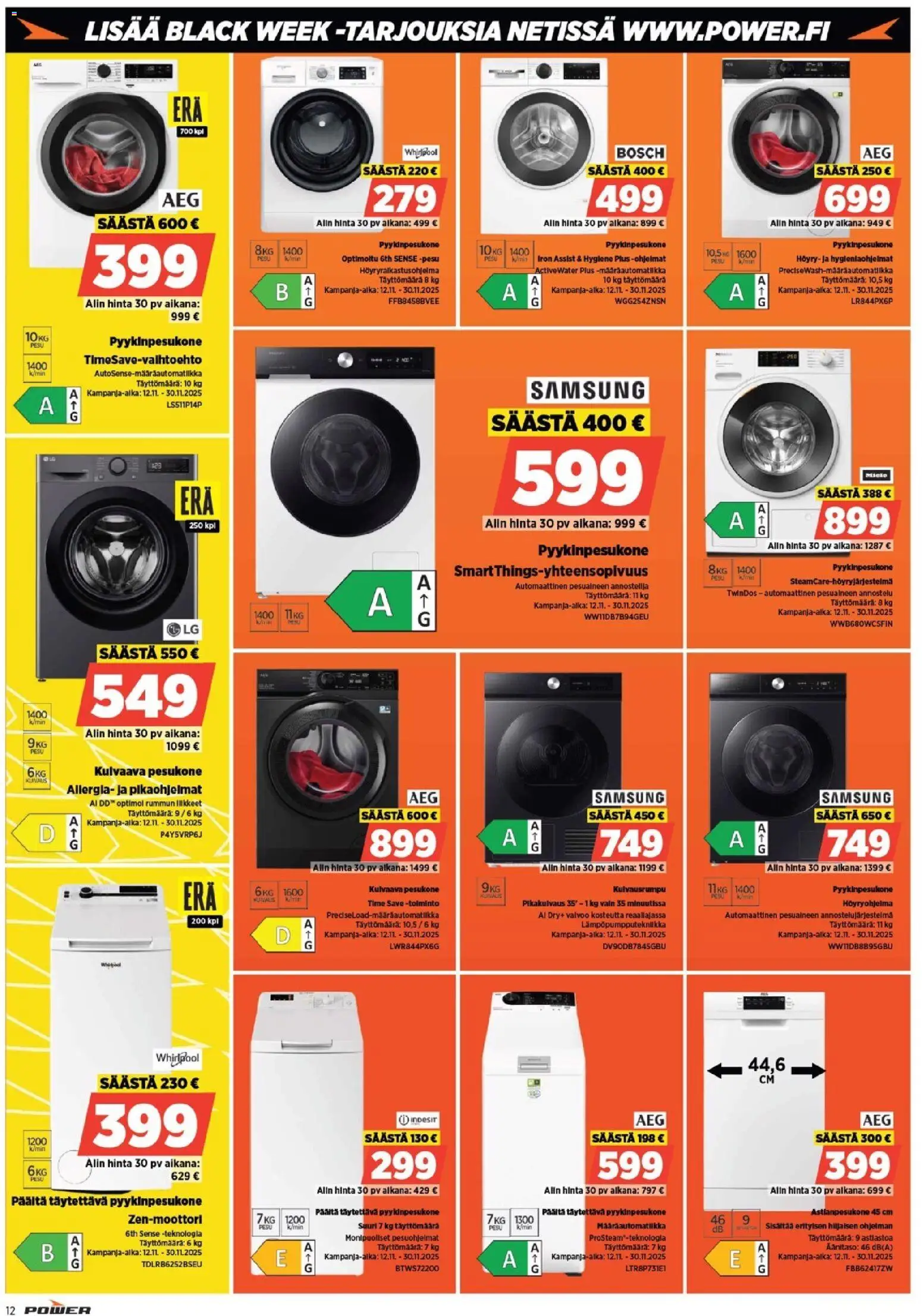 Power - Black Friday – voimassa 24.11.2025 alkaen | Sivu: 13 | Tuotteet: Pesukone, Astianpesukone