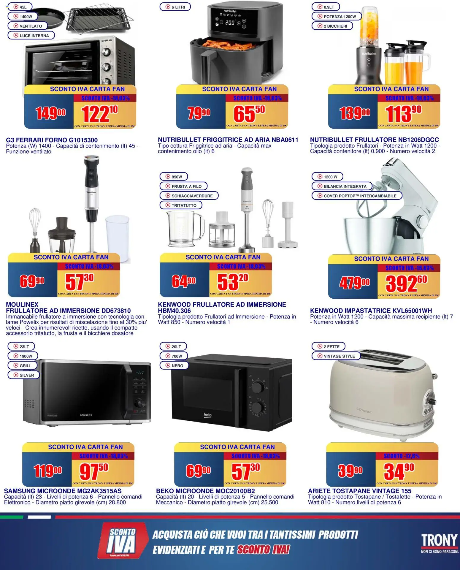 Volantino Trony del 02.04.2026 | Pagina: 12 | Prodotti: Microonde, Tritatutto, Olio, Bilancia