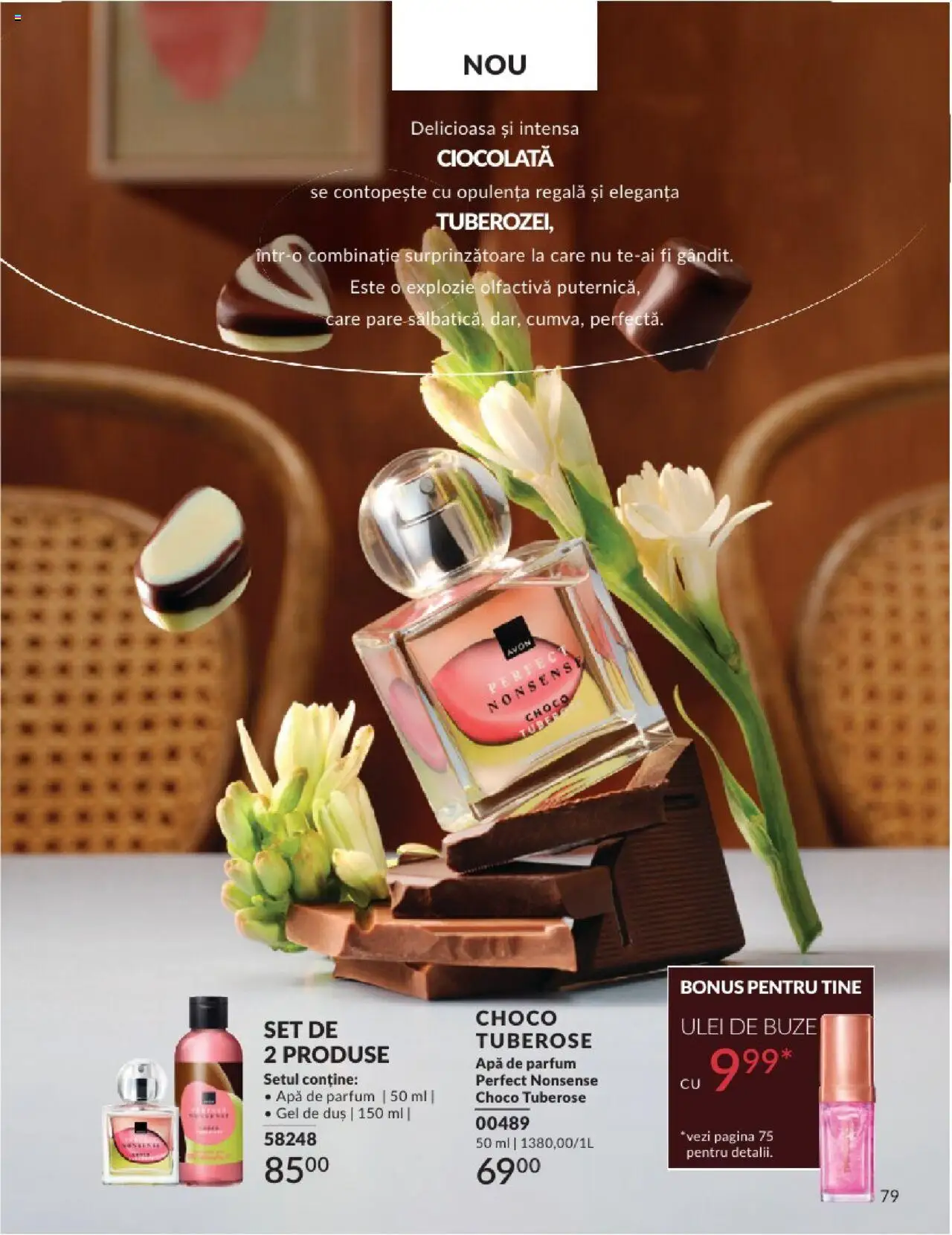 Catalog Avon - 06 2025 – valabil de la 01.06.2025 | Pagină: 79 | Produse: Apă de parfum, Ciocolată, Gel de duș, Apă