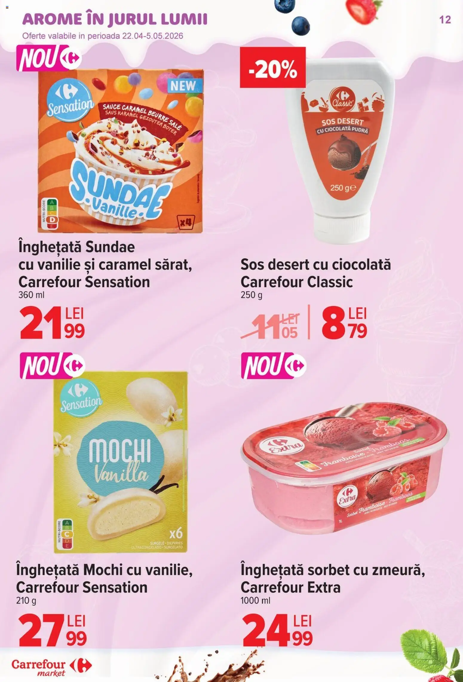 Noul catalog Carrefour – valabil de la 29.04.2026 | Pagină: 12 | Produse: Pudră, Ciocolată, Înghețată, Sos