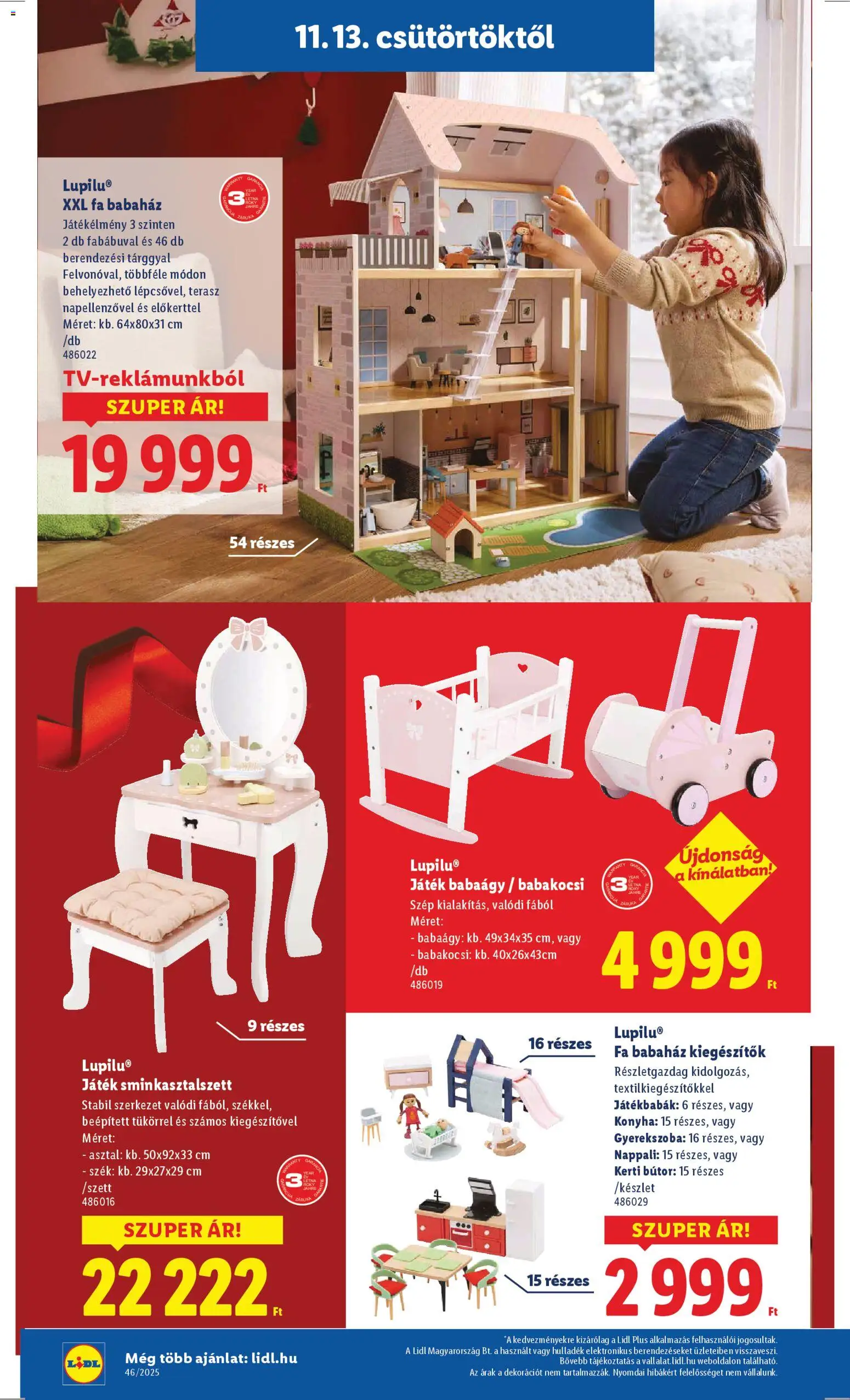 Lidl akciós ujság - amely érvényes a következő dátumtól: 13.11.2025 | Oldal: 4 | Termékek: Játék, Szék, Kerti bútor, Babakocsi