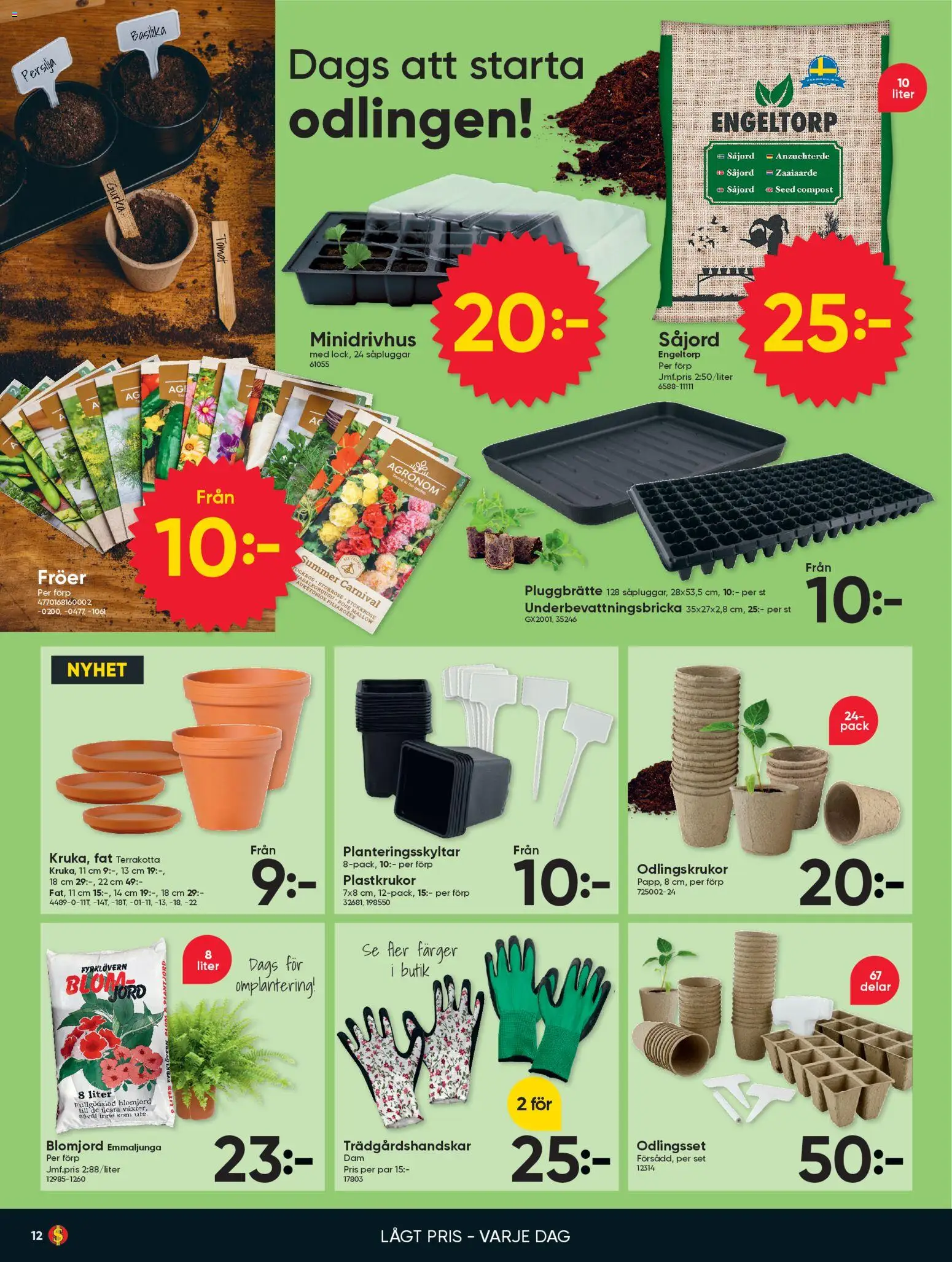 Dollar Store reklamblad aktuell från 23.02.2026 | Sida: 12 | Produkter: Jord, Gurka, Basilika, Persilja