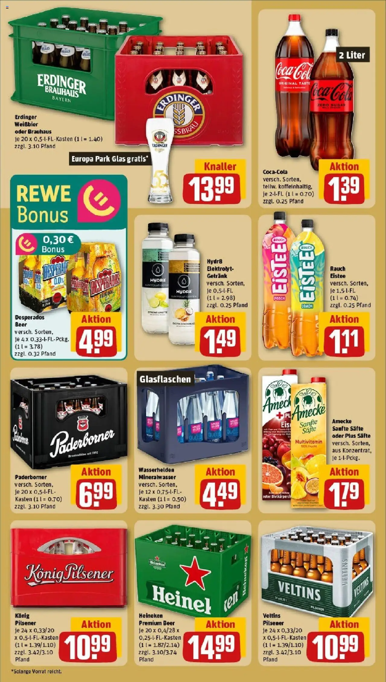Rewe - Rewe: Wochenangebote (ab 20.04.2025) zum Blättern » Angebote | Seite: 20 | Produkte: Erdinger, Mineralwasser, Desperados, Veltins